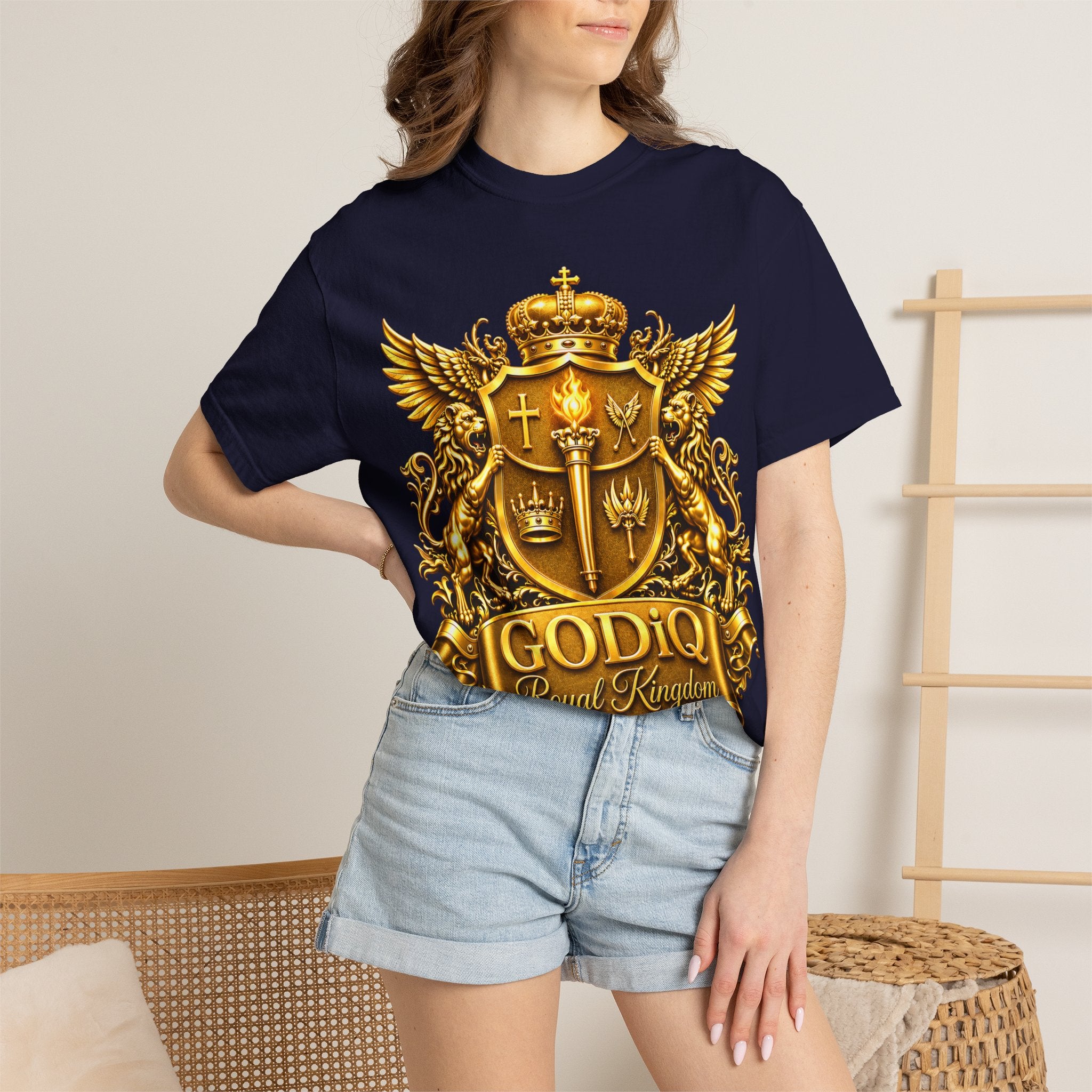 GODiQ™ Royal Crest T-Shirt – Urban Armor™ Premium Christian Faith Graphic Tee | Luxury Kingdom Apparel