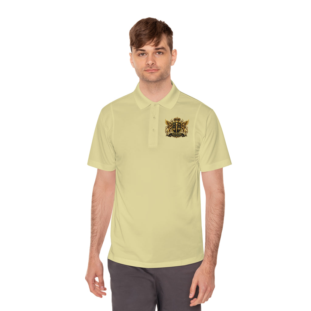 GODiQ Royal Kingdom™ Psalm 91 Men's Performance Polo – Premium Christian Golf Shirt | Luxury Gold Scripture Polo | Moisture-Wicking Faith Apparel