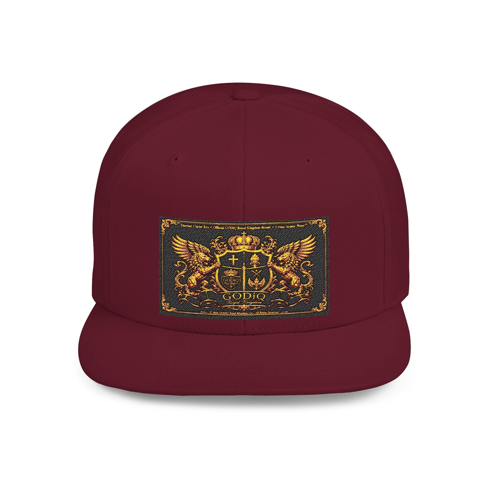 GODiQ™ Royal Kingdom Gold Crest Snapback Hat – Luxury Christian Heraldic Flat Bill Cap | Urban Armor Wear™ Premium Faith Streetwear | Kingdom Legacy Hat