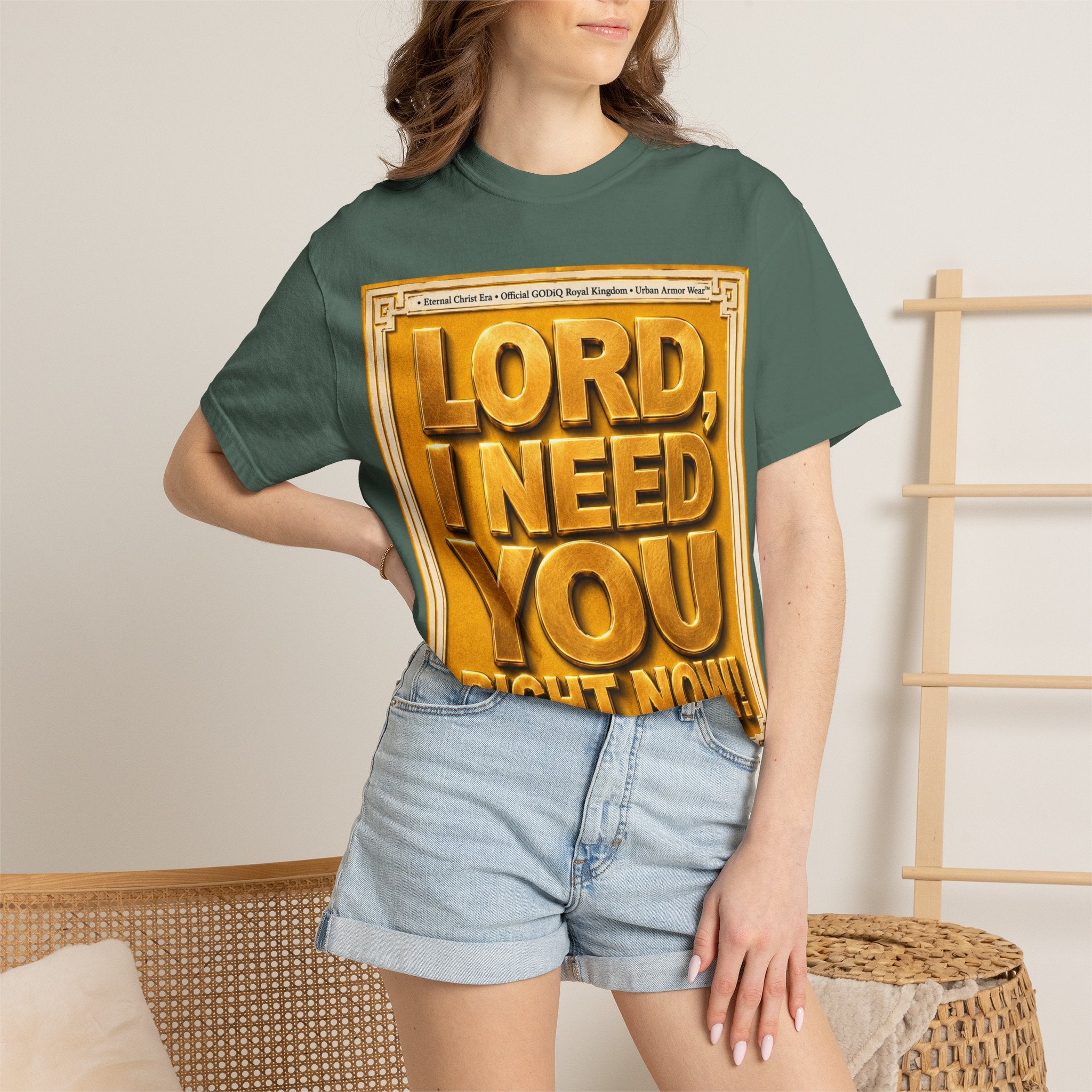 Lord, I Need You Right Now!™ Christian Graphic T-Shirt – Luxury Garment-Dyed Faith Tee | Premium GODiQ Royal Kingdom™ Urban Armor Wear | Comfort Colors® 1717