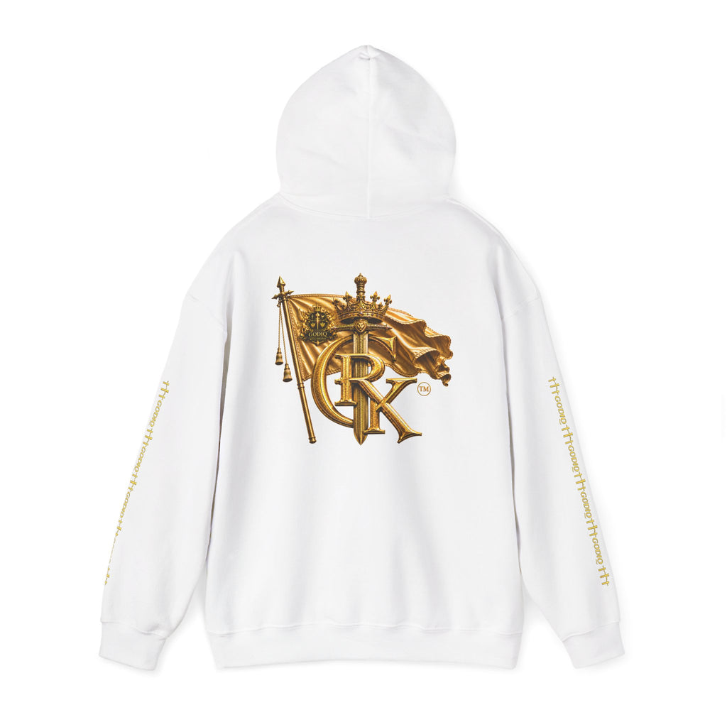 GODiQ Royal Kingdom™ Premium White Heavy Blend Hoodie – Luxury Christian Streetwear | Urban Armor Wear™ Faith Hoodie | Soft Fleece Pullover | Unisex Kingdom Apparel