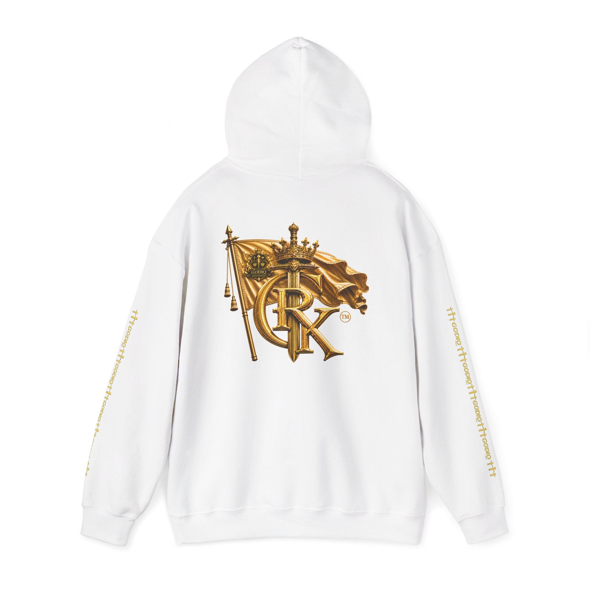 GODiQ Royal Kingdom™ Premium White Heavy Blend Hoodie – Luxury Christian Streetwear | Urban Armor Wear™ Faith Hoodie | Soft Fleece Pullover | Unisex Kingdom Apparel
