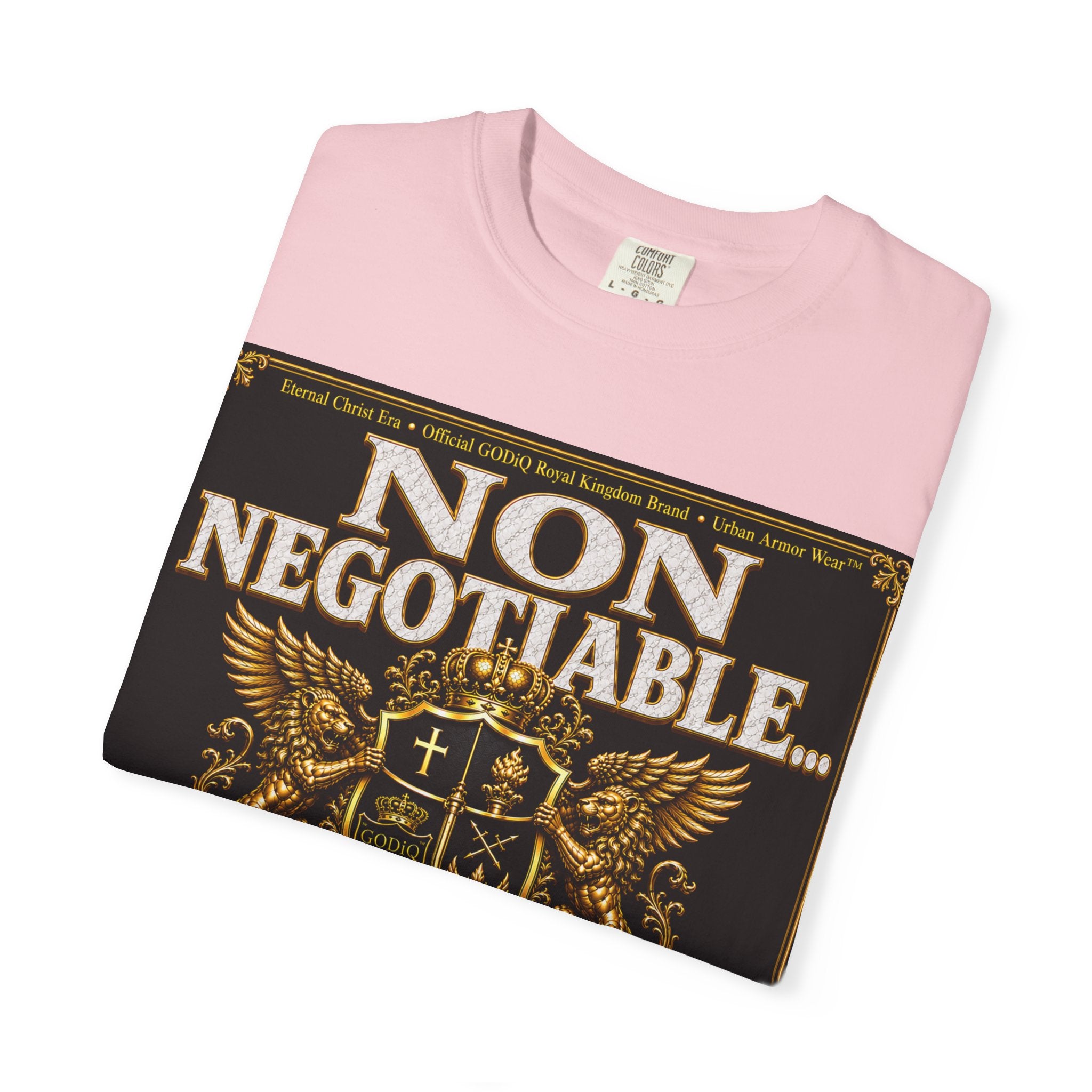 GODiQ™ Royal Kingdom Urban Armor Wear™ "NON NEGOTIABLE™: SOUL SOLD OUT FOR GOD™" Luxury Christian Graphic T-Shirt | Premium Faith Apparel | 24K Gold Heraldic Kingdom Statement Tee
