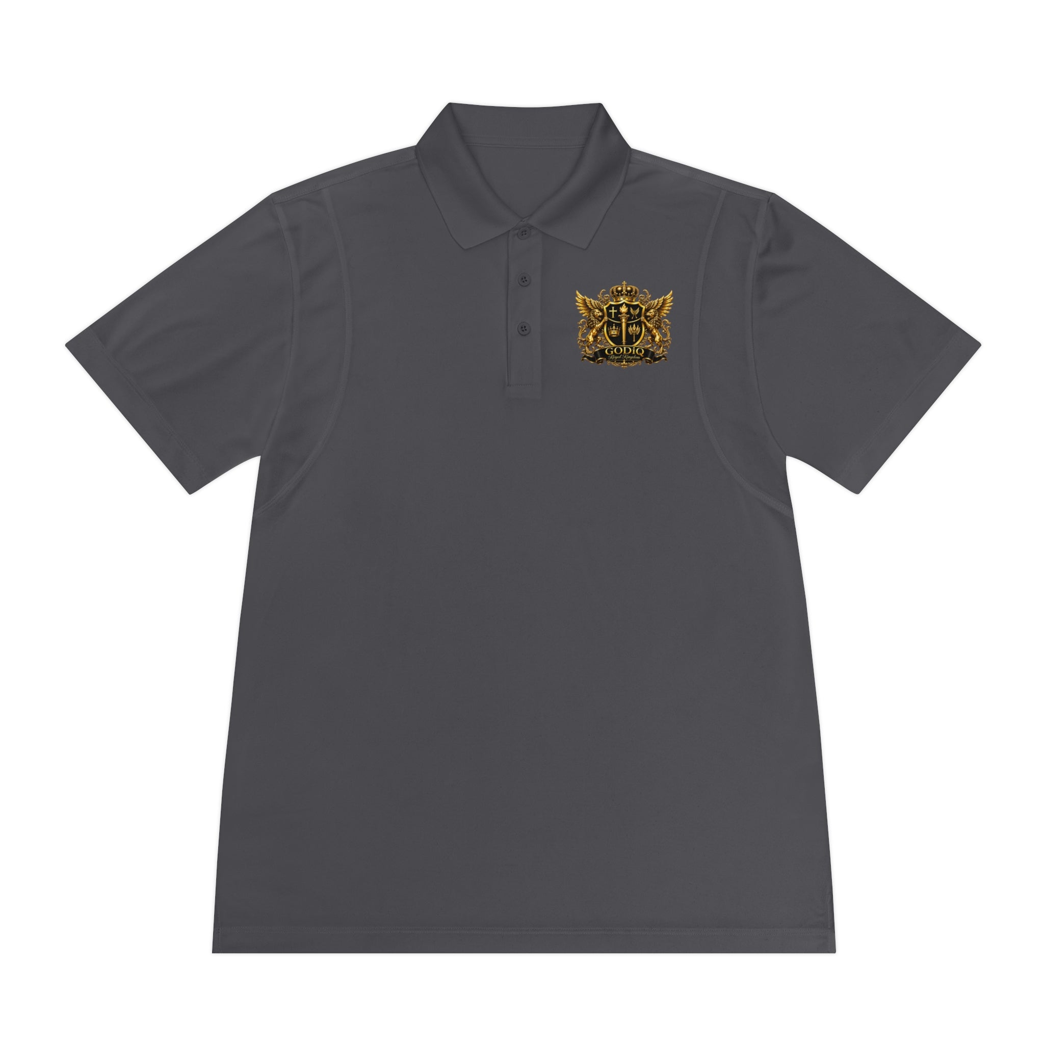 GODiQ Royal Kingdom™ Psalm 91 Men's Performance Polo – Premium Christian Golf Shirt | Luxury Gold Scripture Polo | Moisture-Wicking Faith Apparel