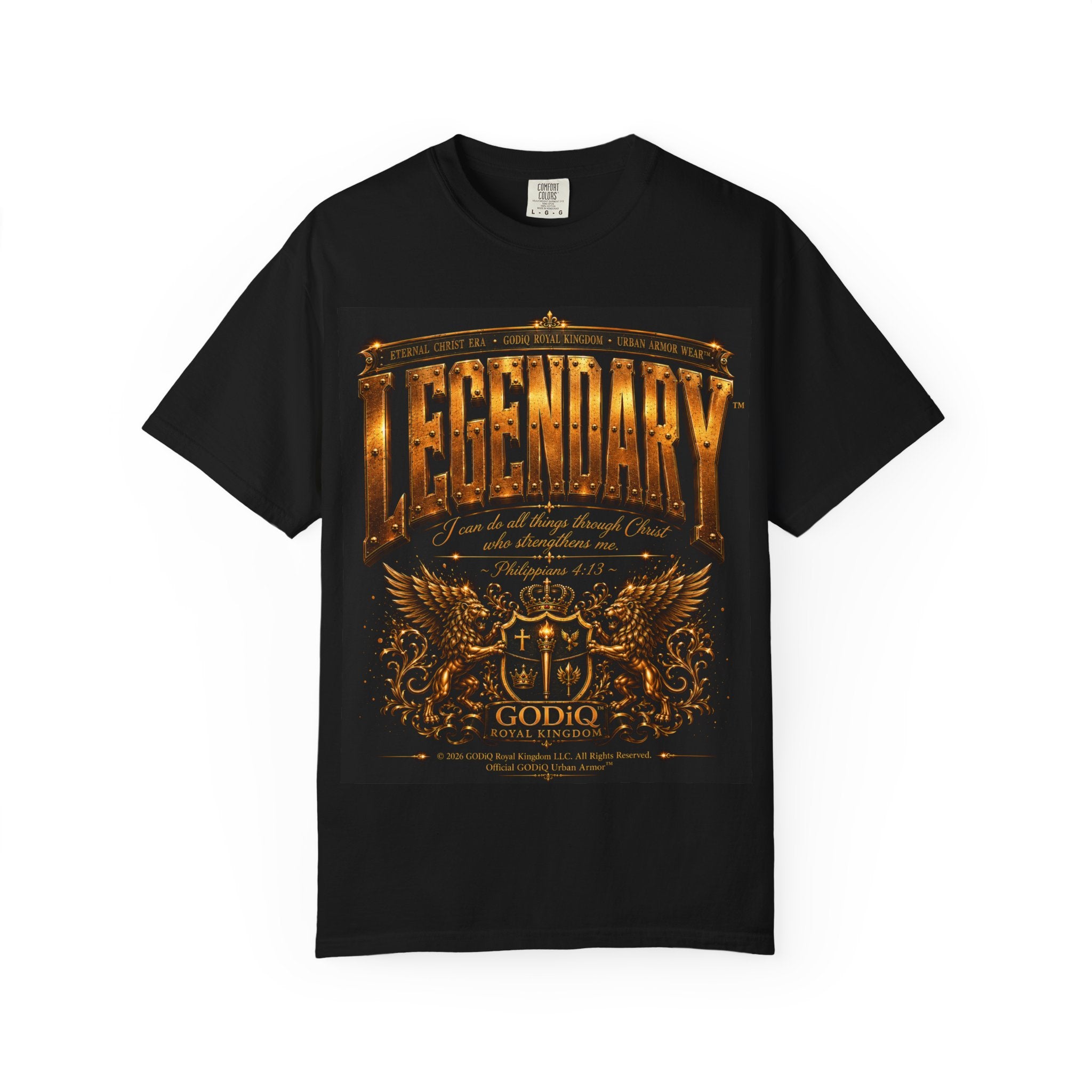Legendary Impact™ Graphic T-Shirt – Luxury Christian Streetwear | Premium Garment-Dyed Heavyweight Tee | GODiQ Urban Armor™