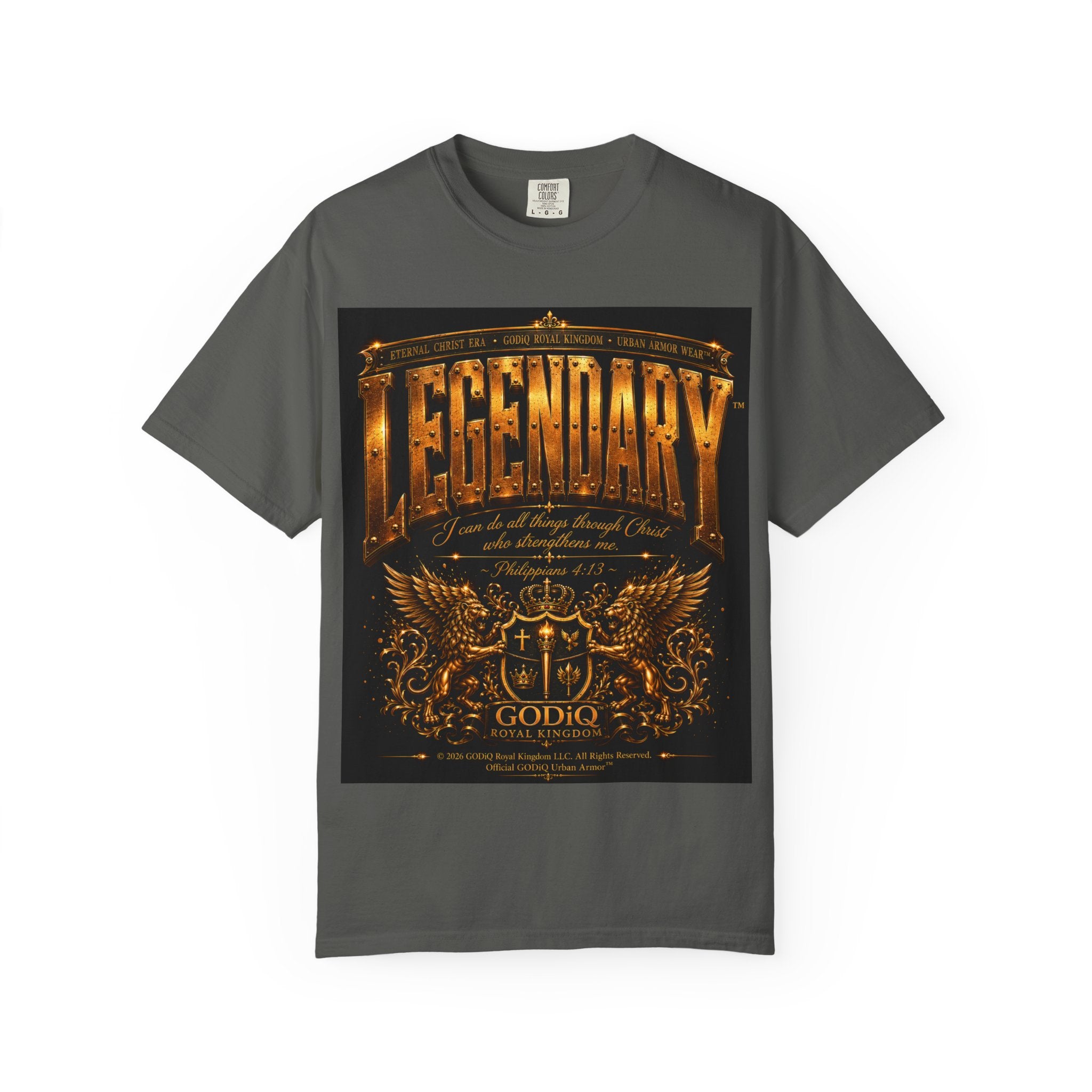 Legendary Impact™ Graphic T-Shirt – Luxury Christian Streetwear | Premium Garment-Dyed Heavyweight Tee | GODiQ Urban Armor™