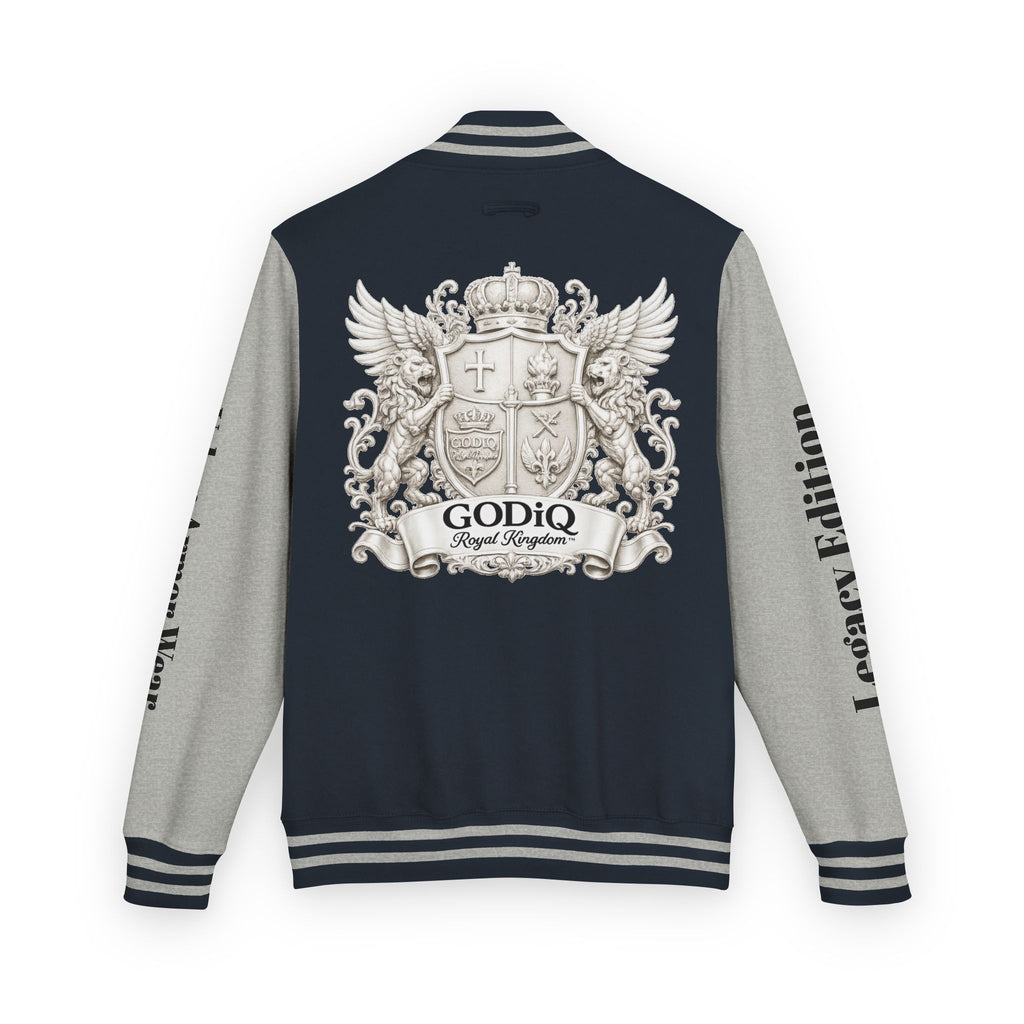 GODiQ Royal Kingdom™ Crest Letterman Jacket – Luxury Christian Varsity Jacket | Premium Heritage Streetwear | Urban Armor Wear™ Collegiate Bomber Coat