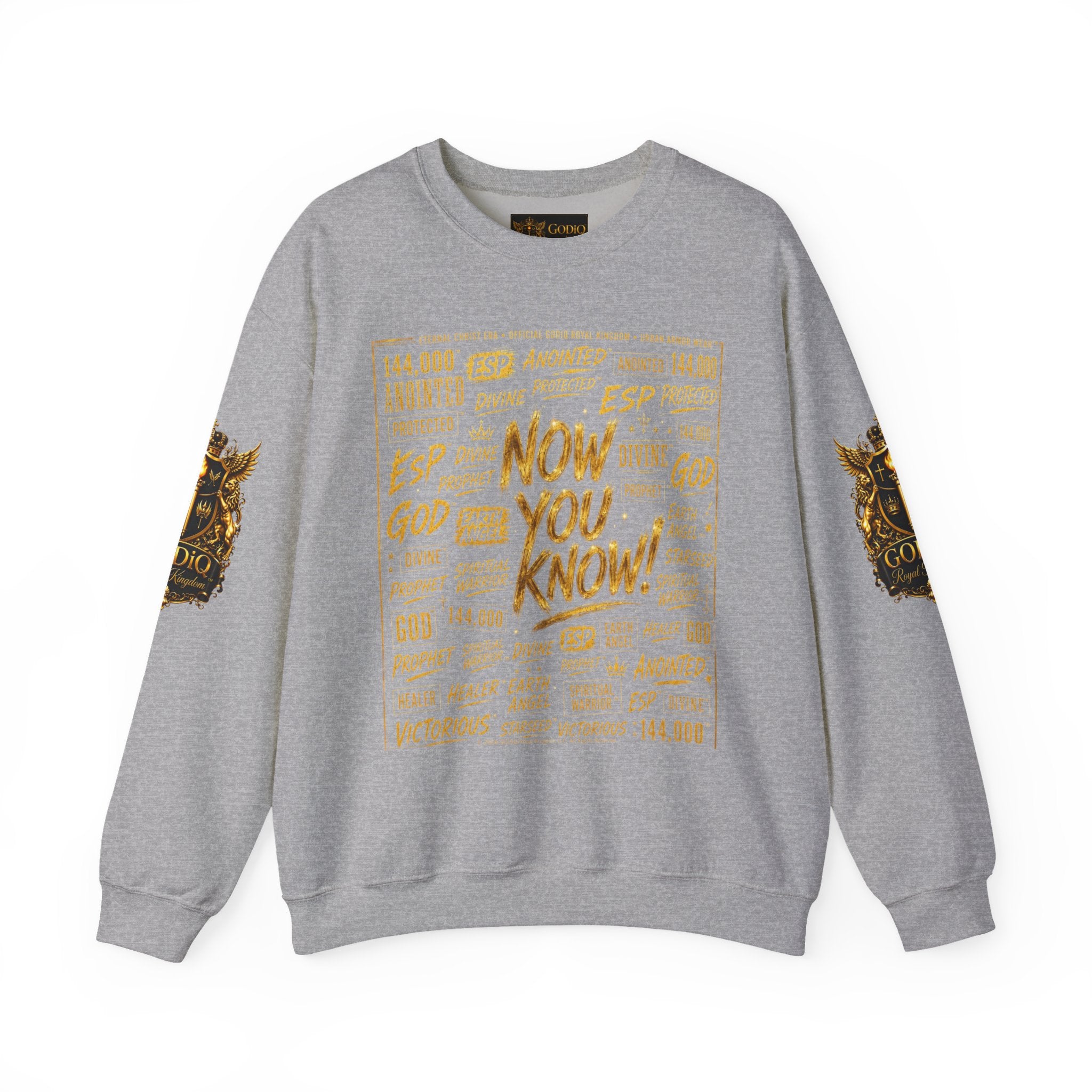 GODiQ Royal Kingdom™ Urban Armor Wear – "Now You Know" 18K Gold Graphic Unisex Crewneck Sweatshirt