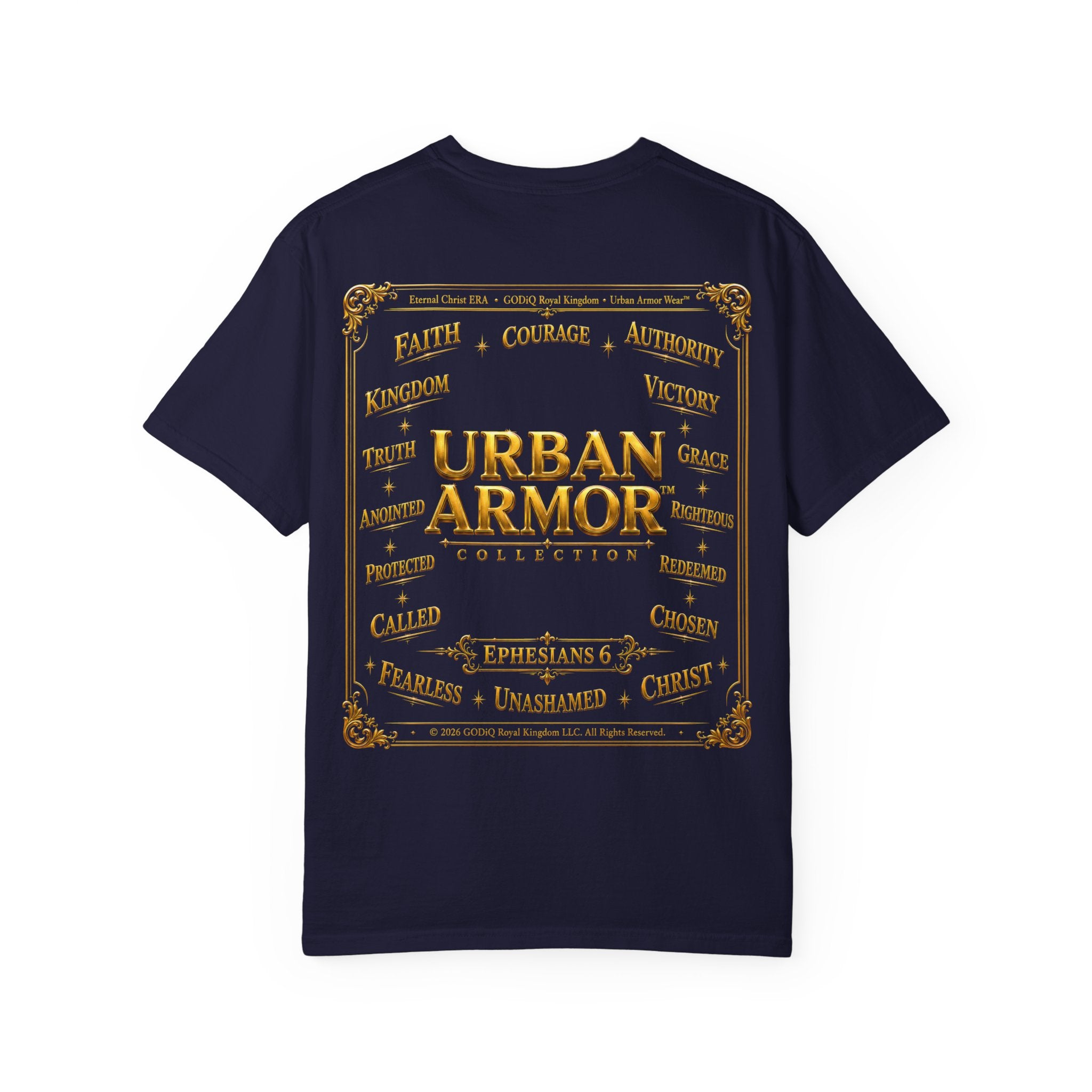 GODiQ™ Royal Crest T-Shirt – Urban Armor™ Premium Christian Faith Graphic Tee | Luxury Kingdom Apparel