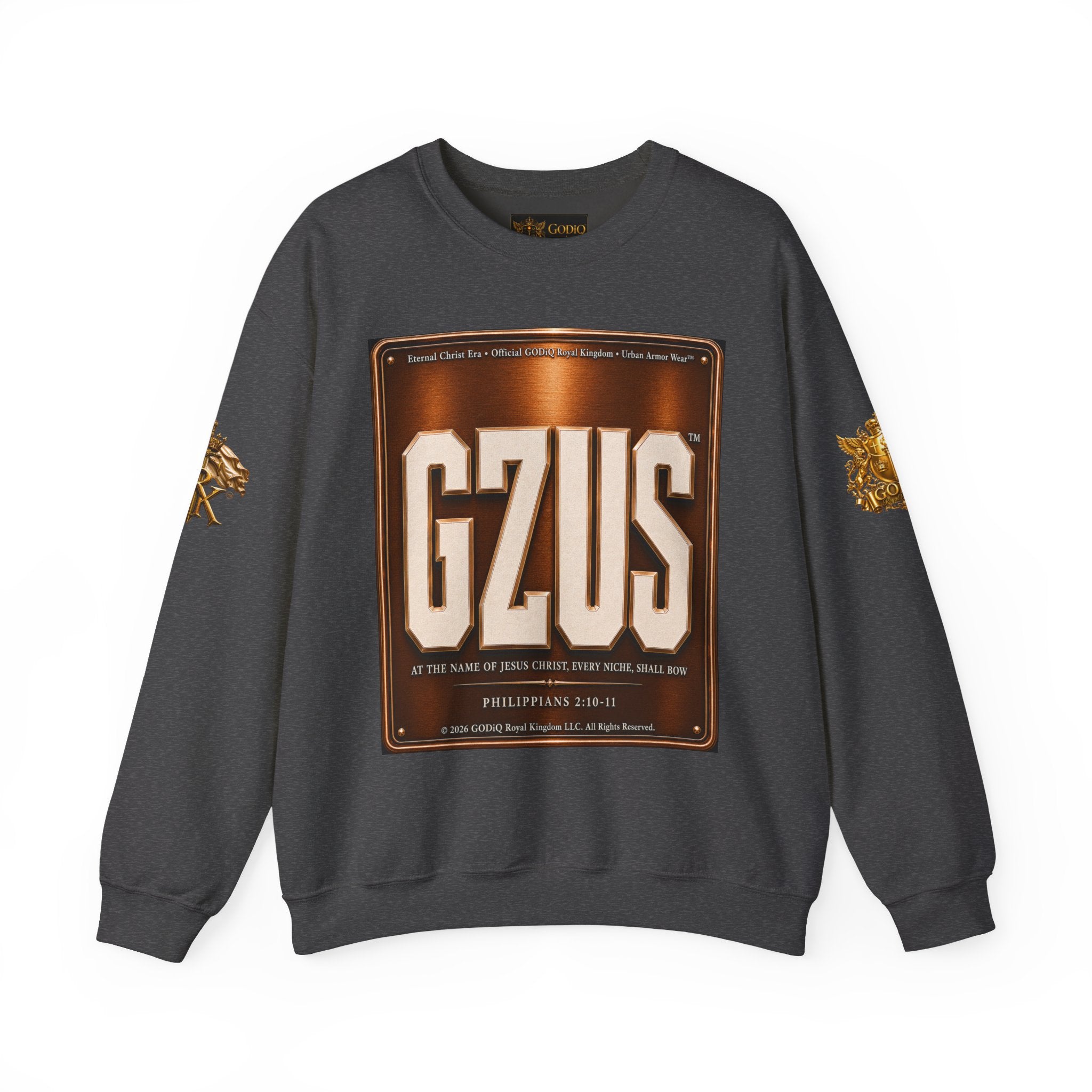 GZUS™ Psalm 23 Crewneck Sweatshirt – Luxury Christian Faith Sweatshirt | Jesus Graphic Pullover | Psalm 23 Scripture Sweatshirt | GODiQ Royal Kingdom™ Urban Armor Wear