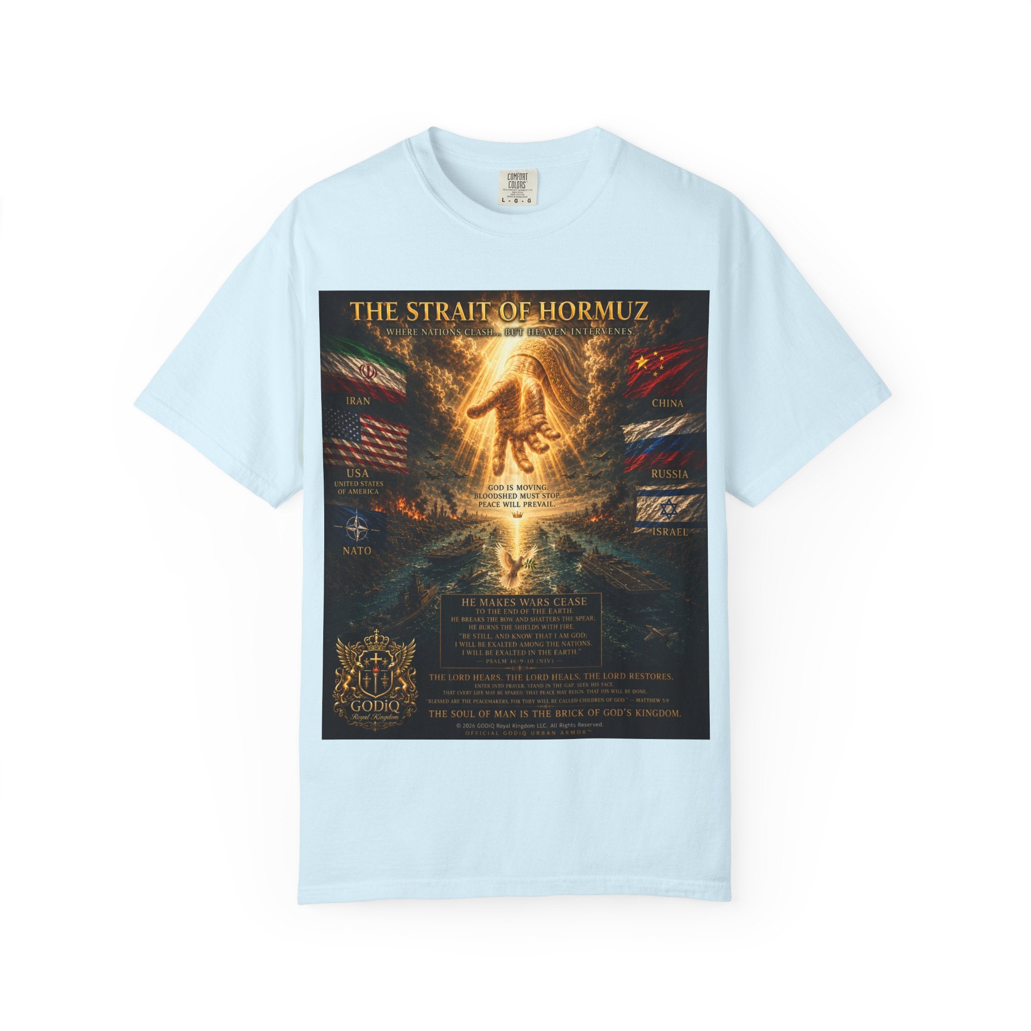 GODiQ Royal Kingdom™ – "Fix It, Lord Jesus" Luxury Christian T-Shirt | Strait of Hormuz Edition | Premium Faith Graphic Tee | Comfort Colors® 1717