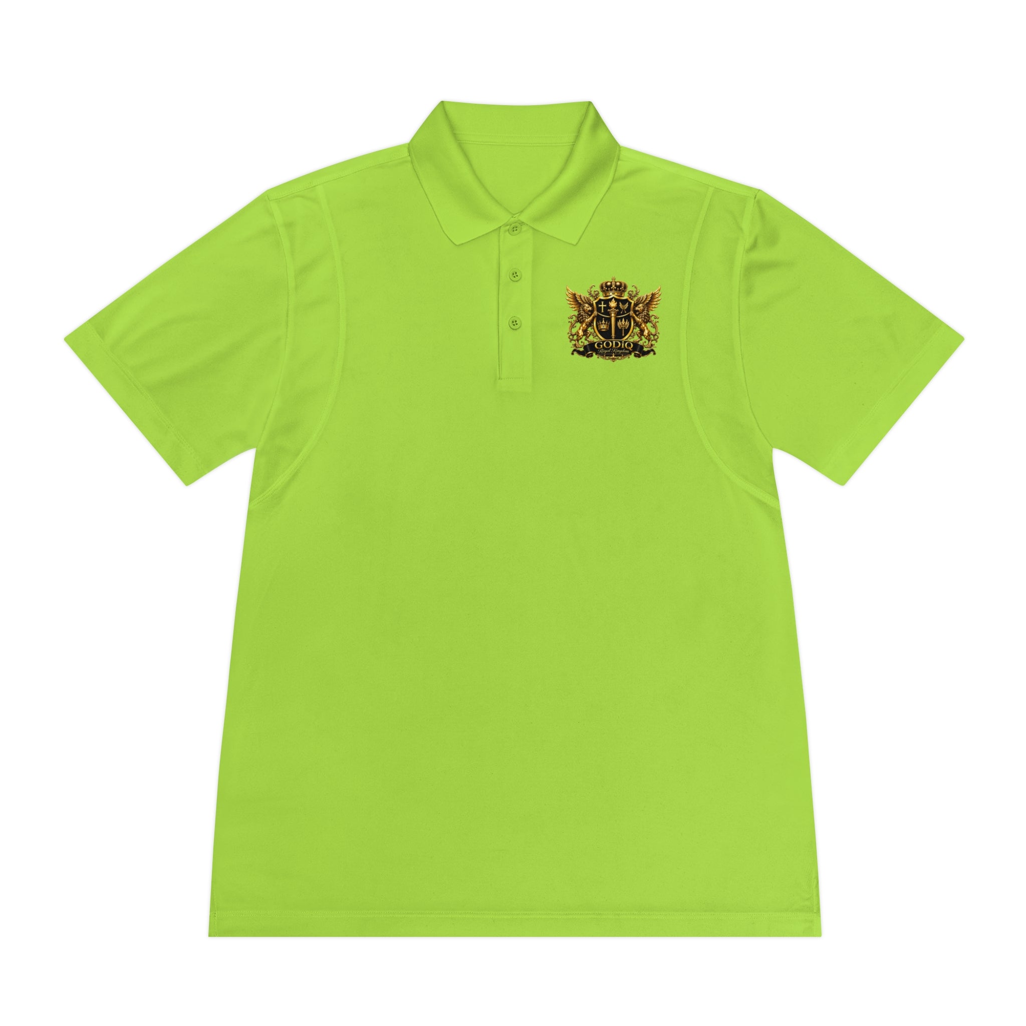 GODiQ Royal Kingdom™ Psalm 91 Men's Performance Polo – Premium Christian Golf Shirt | Luxury Gold Scripture Polo | Moisture-Wicking Faith Apparel