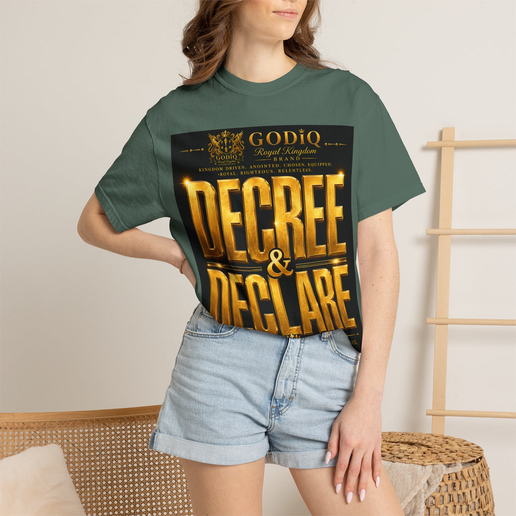 GODiQ Royal Kingdom™ Decree & Declare Christian T-Shirt – Premium Inspirational Faith Tee | "I Am Delivered, Healed, Renewed" Scripture Apparel | Comfort Colors 1717