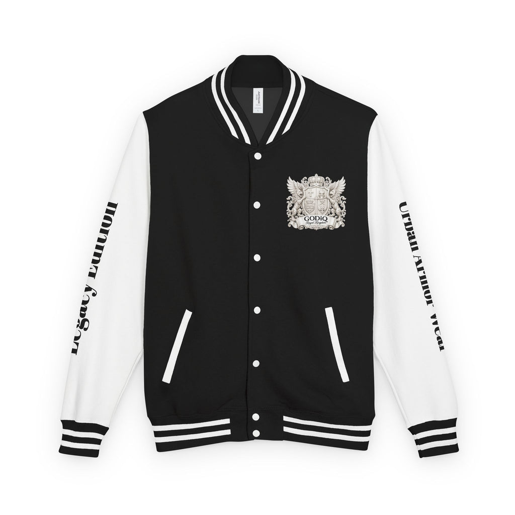 GODiQ Royal Kingdom™ Crest Letterman Jacket – Luxury Christian Varsity Jacket | Premium Heritage Streetwear | Urban Armor Wear™ Collegiate Bomber Coat