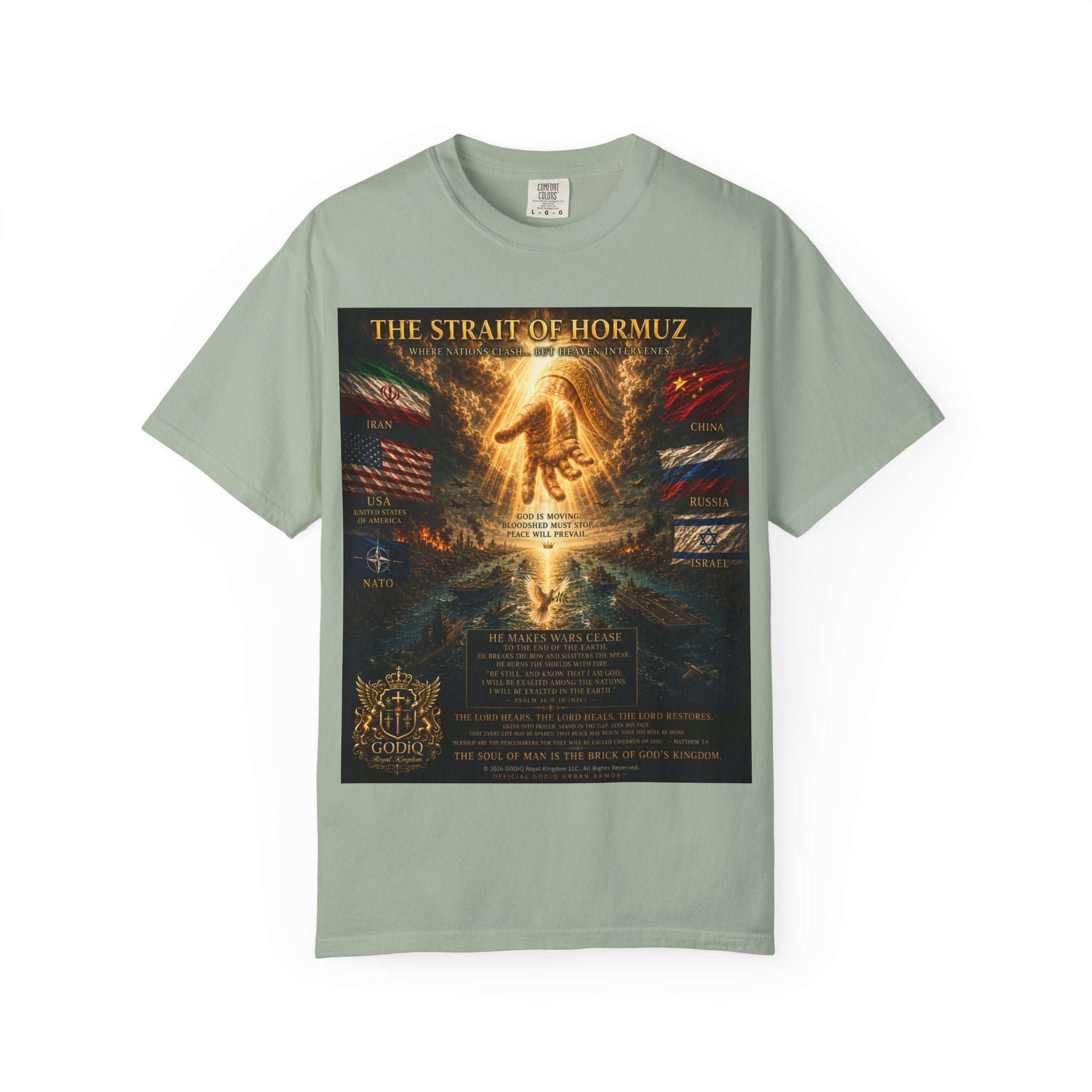 GODiQ Royal Kingdom™ – "Fix It, Lord Jesus" Luxury Christian T-Shirt | Strait of Hormuz Edition | Premium Faith Graphic Tee | Comfort Colors® 1717