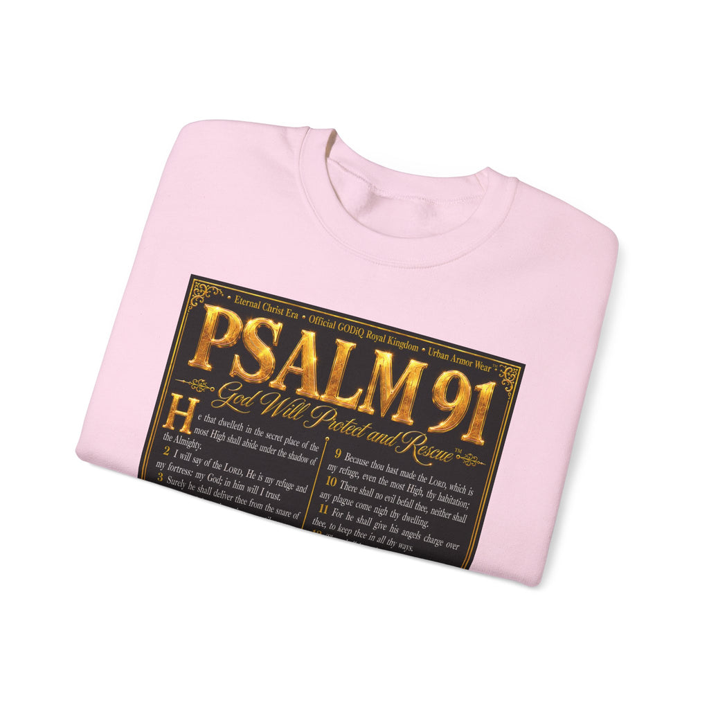 Psalm 91™ Crewneck Sweatshirt – "God's Promise of Divine Protection" Luxury Christian Pullover | Premium Faith Apparel | GODiQ Royal Kingdom™ Urban Armor Wear