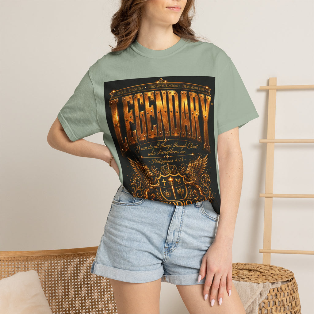 Legendary Impact™ Graphic T-Shirt – Luxury Christian Streetwear | Premium Garment-Dyed Heavyweight Tee | GODiQ Urban Armor™