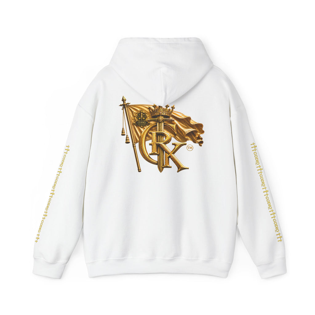 GODiQ Royal Kingdom™ Premium White Heavy Blend Hoodie – Luxury Christian Streetwear | Urban Armor Wear™ Faith Hoodie | Soft Fleece Pullover | Unisex Kingdom Apparel