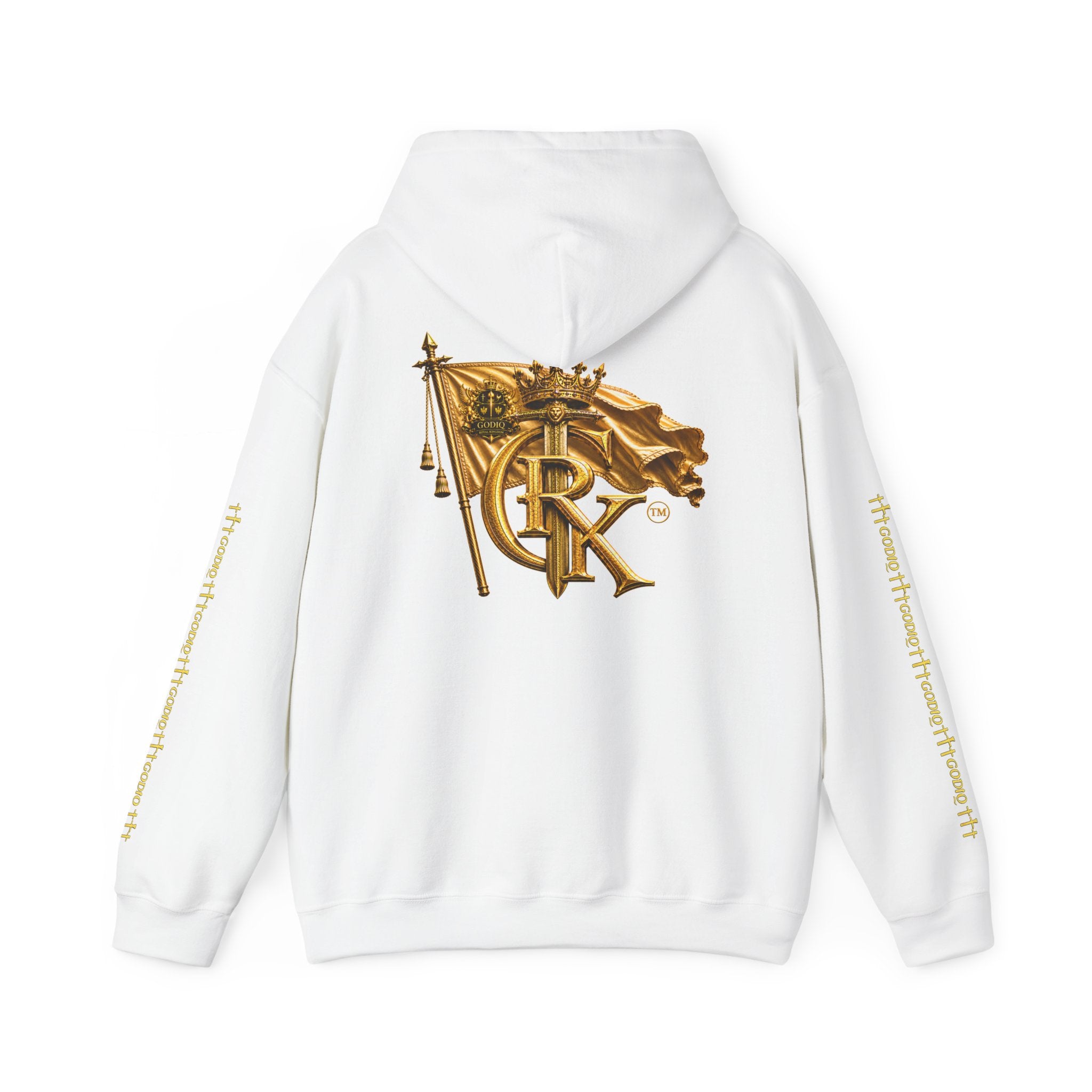 GODiQ Royal Kingdom™ Premium White Heavy Blend Hoodie – Luxury Christian Streetwear | Urban Armor Wear™ Faith Hoodie | Soft Fleece Pullover | Unisex Kingdom Apparel