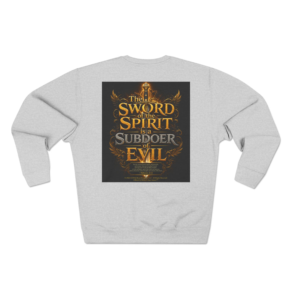 GODiQ™ Royal Kingdom Urban Armor™ "The Sword of the Spirit" Christian Crewneck Sweatshirt | Luxury Spiritual Warfare Graphic Sweatshirt | Premium Faith-Based Apparel