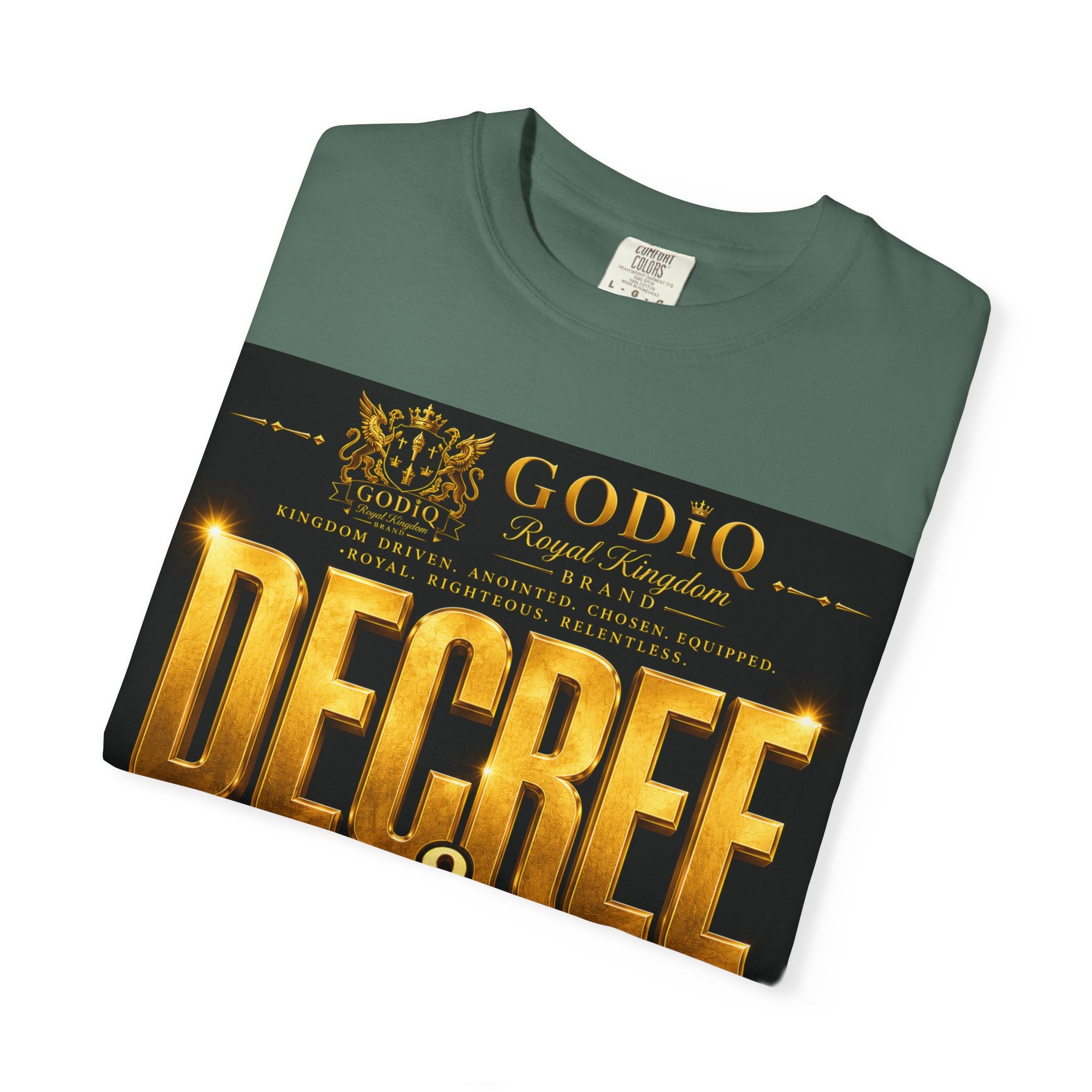 GODiQ Royal Kingdom™ Decree & Declare Christian T-Shirt – Premium Inspirational Faith Tee | "I Am Delivered, Healed, Renewed" Scripture Apparel | Comfort Colors 1717