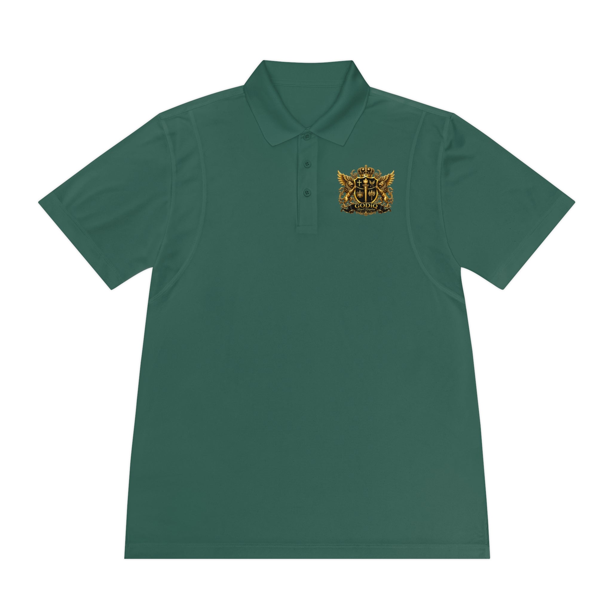 GODiQ Royal Kingdom™ Psalm 91 Men's Performance Polo – Premium Christian Golf Shirt | Luxury Gold Scripture Polo | Moisture-Wicking Faith Apparel