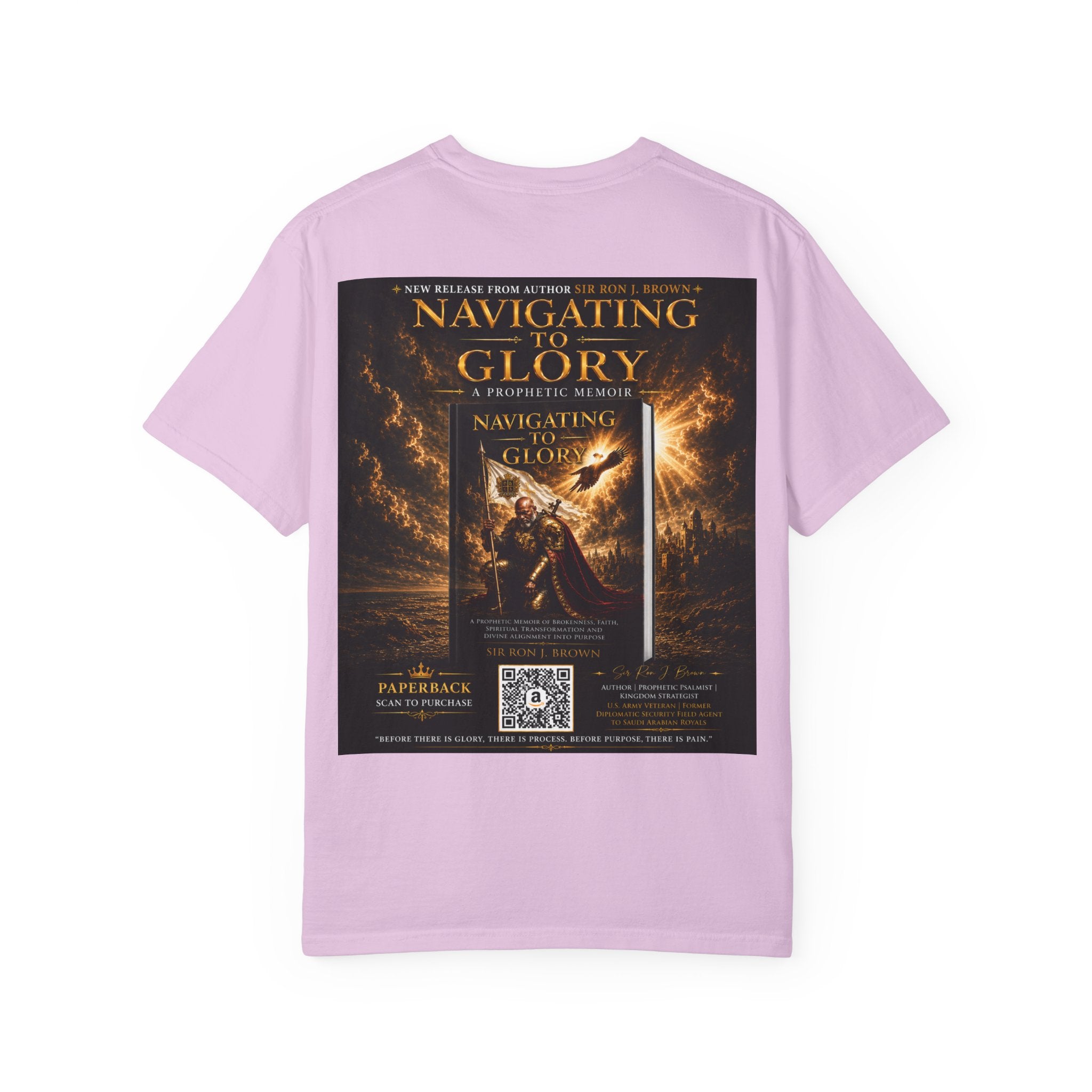GODiQ Royal Kingdom™ "Navigating to Glory" Christian Book Cover T-Shirt – Premium Inspirational Author Tee | Sir Ron J. Brown Prophetic Memoir | Comfort Colors® 1717