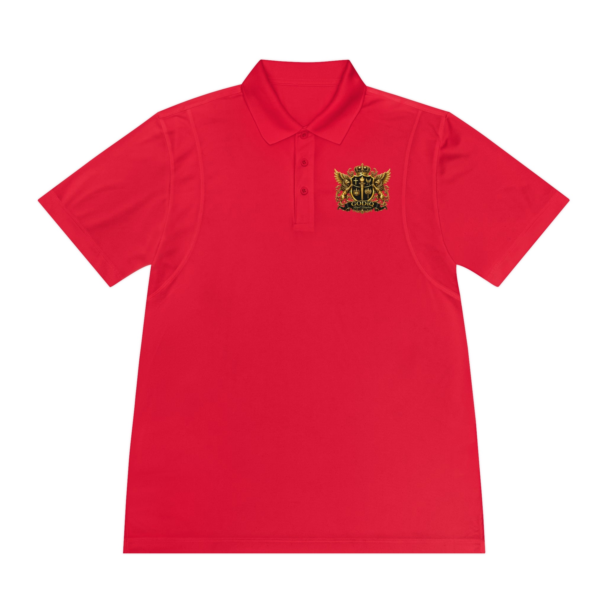 GODiQ Royal Kingdom™ Psalm 91 Men's Performance Polo – Premium Christian Golf Shirt | Luxury Gold Scripture Polo | Moisture-Wicking Faith Apparel