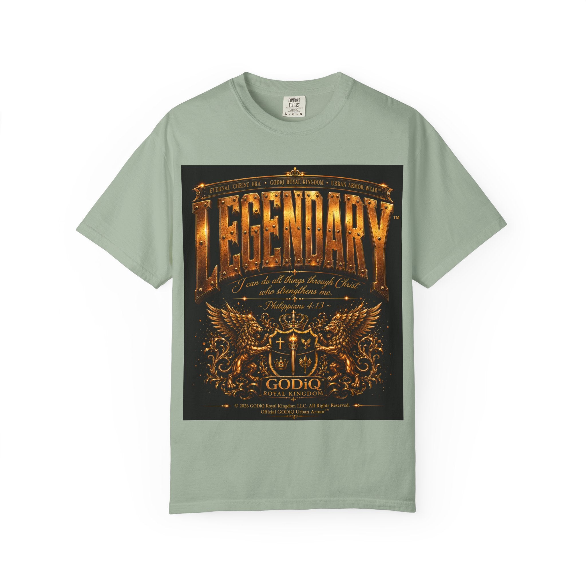 Legendary Impact™ Graphic T-Shirt – Luxury Christian Streetwear | Premium Garment-Dyed Heavyweight Tee | GODiQ Urban Armor™