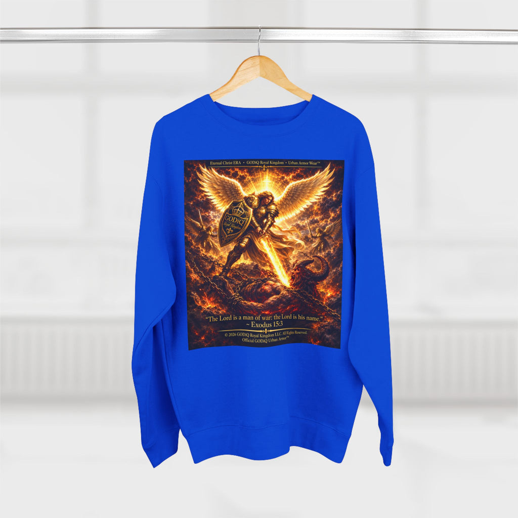 GODiQ™ Royal Kingdom Urban Armor™ "The Sword of the Spirit" Christian Crewneck Sweatshirt | Luxury Spiritual Warfare Graphic Sweatshirt | Premium Faith-Based Apparel