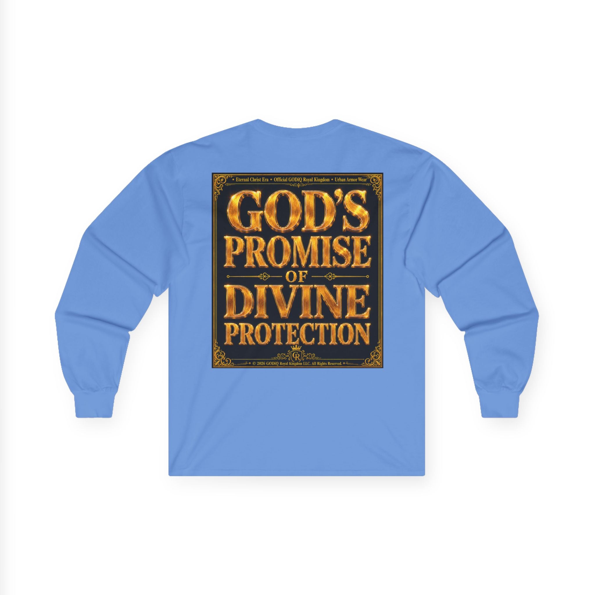 Psalm 91™ Long Sleeve Christian T-Shirt | God's Promise of Divine Protection | Premium Biblical Prayer Shirt | Luxury Faith-Based Scripture Apparel | GODiQ Royal Kingdom™ Urban Armor Wear