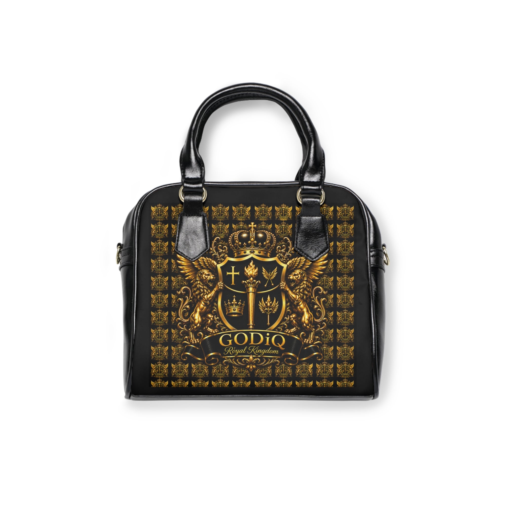GODiQ Royal Kingdom™ Women's Ministry Shoulder Handbag – Luxury Christian Bible Purse | Premium 24K Gold Crest Designer Handbag | Elegant Church & Kingdom Tote