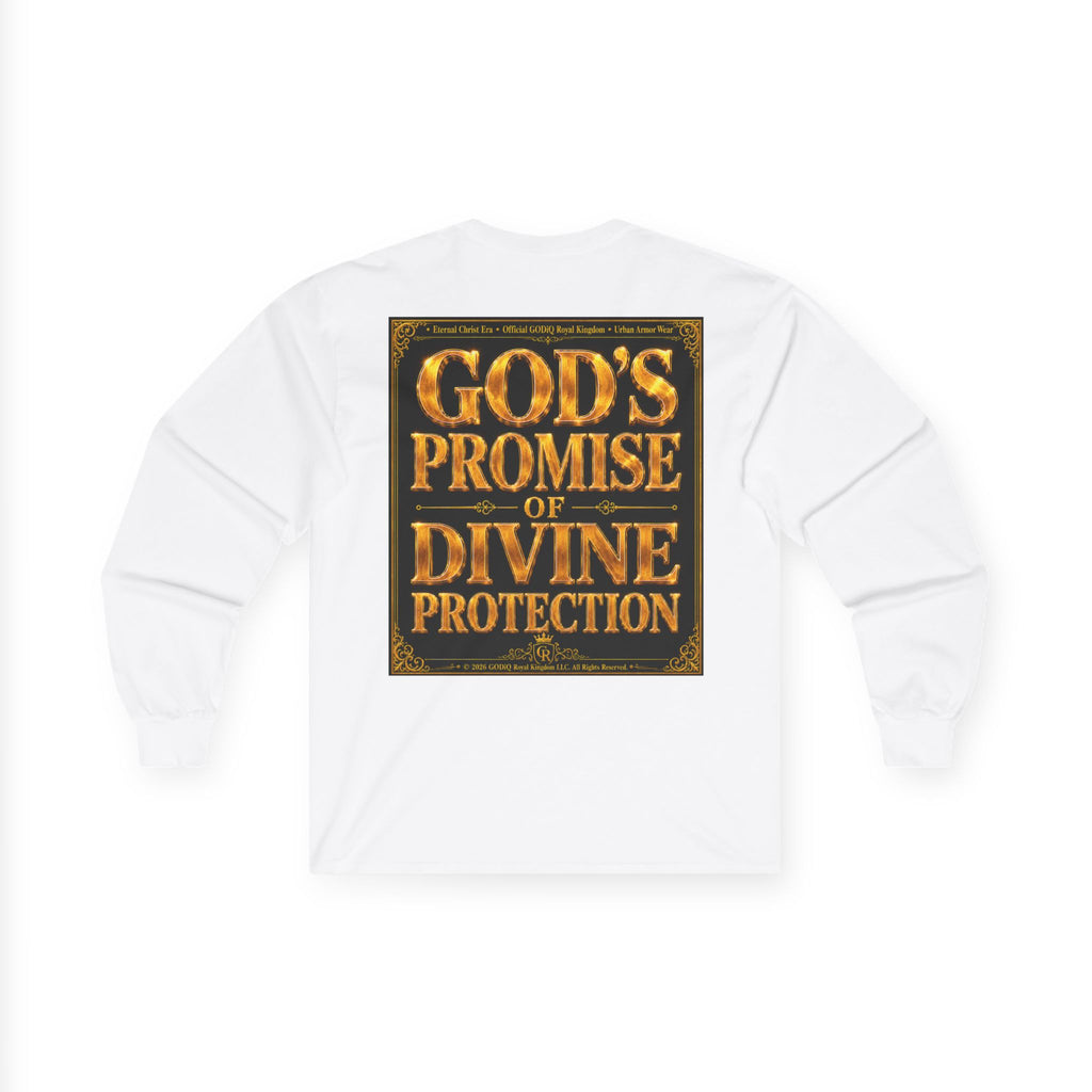 Psalm 91™ Long Sleeve Christian T-Shirt | God's Promise of Divine Protection | Premium Biblical Prayer Shirt | Luxury Faith-Based Scripture Apparel | GODiQ Royal Kingdom™ Urban Armor Wear