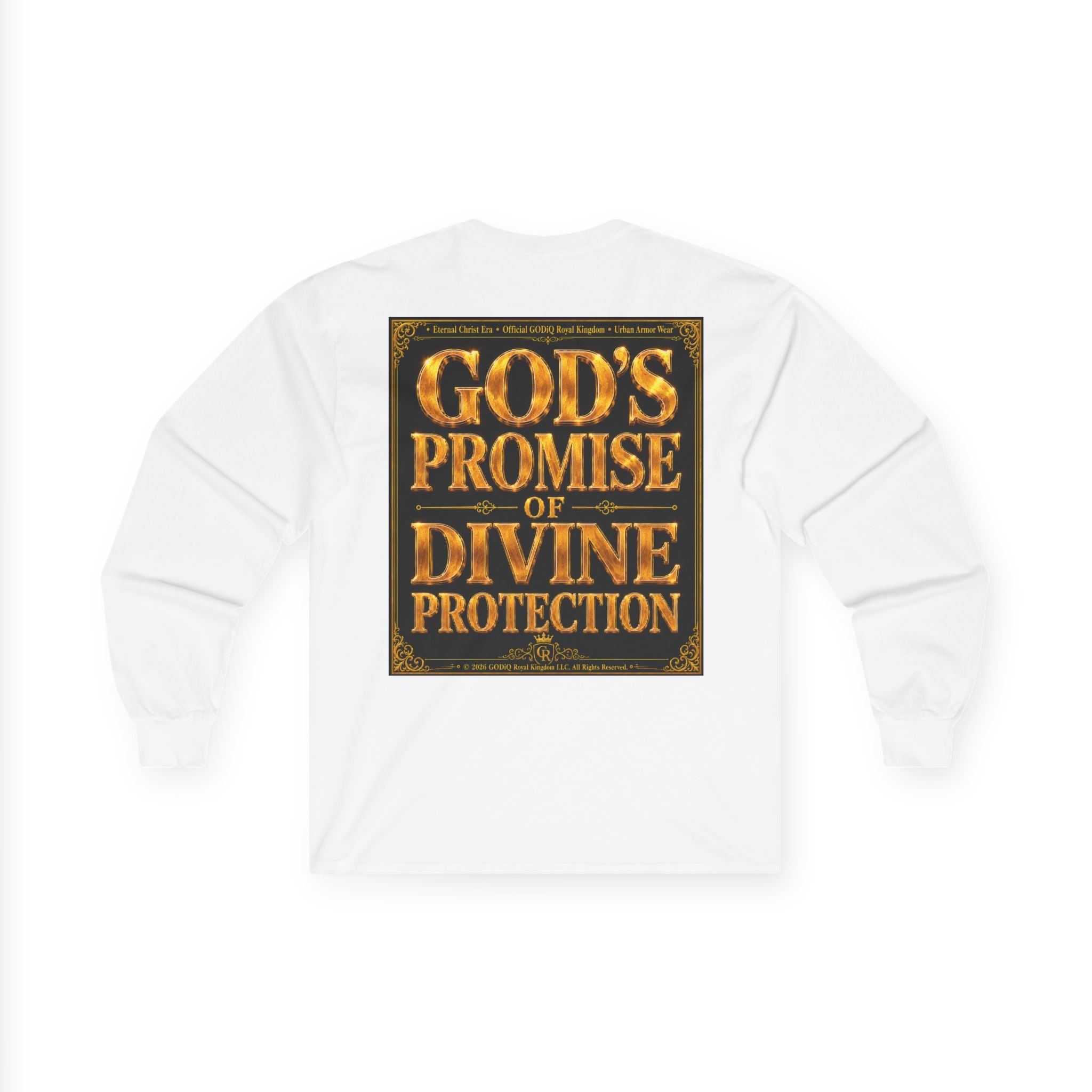 Psalm 91™ Long Sleeve Christian T-Shirt | God's Promise of Divine Protection | Premium Biblical Prayer Shirt | Luxury Faith-Based Scripture Apparel | GODiQ Royal Kingdom™ Urban Armor Wear
