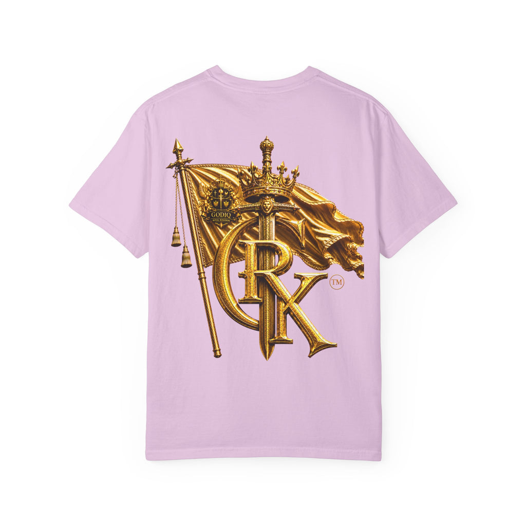 GODiQ Royal Kingdom™ Royal Crest T-Shirt – Luxury Christian Coat of Arms Graphic Tee | Premium Garment-Dyed Faith Apparel | Regal Kingdom Streetwear