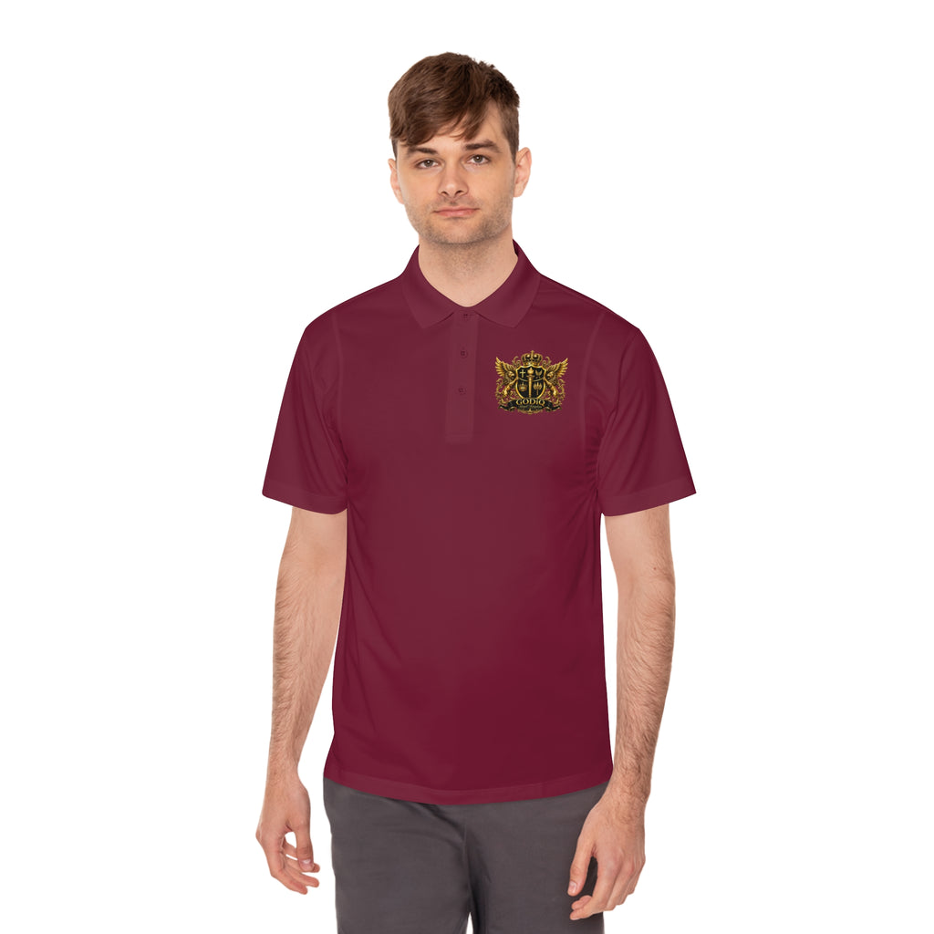 GODiQ Royal Kingdom™ Psalm 91 Men's Performance Polo – Premium Christian Golf Shirt | Luxury Gold Scripture Polo | Moisture-Wicking Faith Apparel