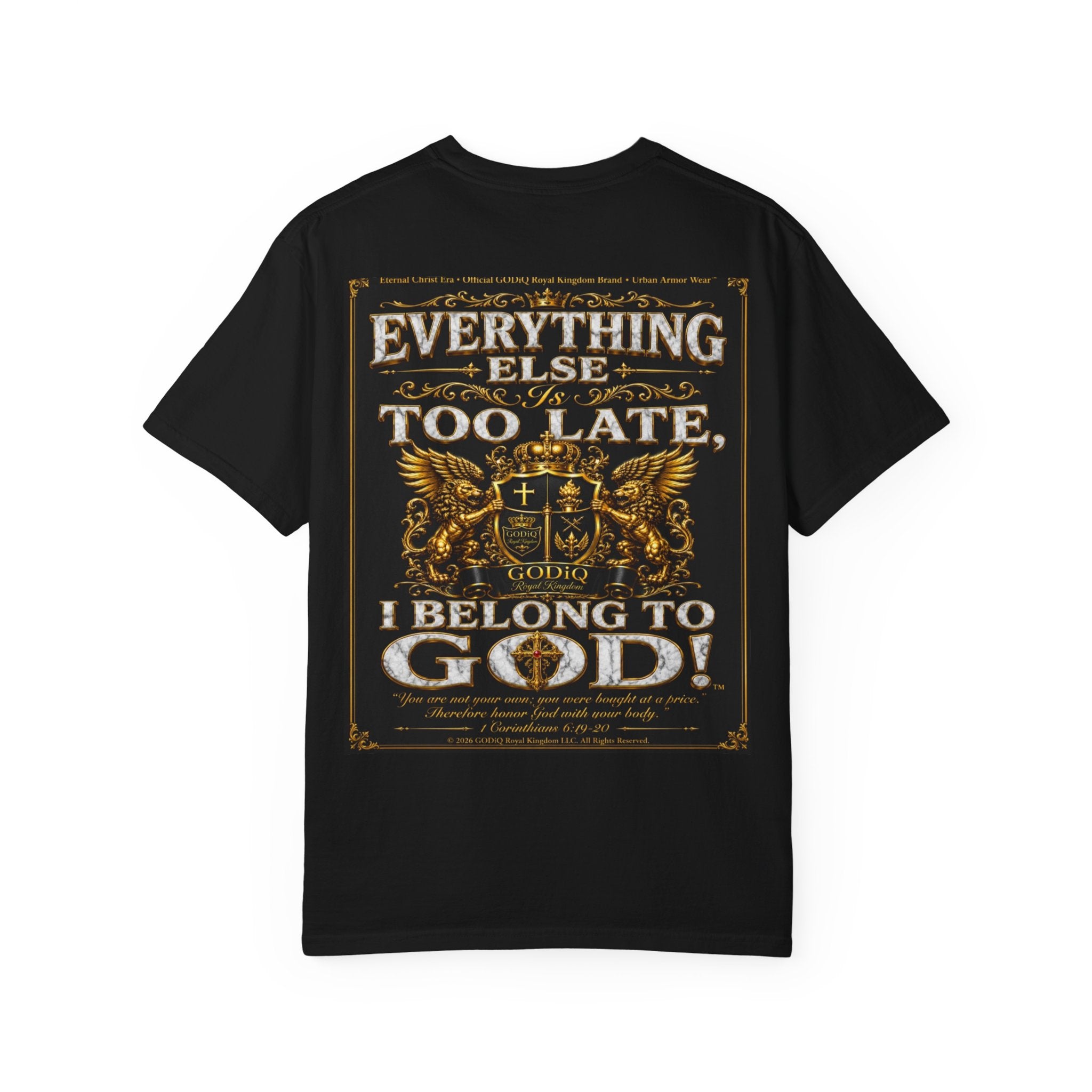 GODiQ™ Royal Kingdom Urban Armor Wear™ "NON NEGOTIABLE™: SOUL SOLD OUT FOR GOD™" Luxury Christian Graphic T-Shirt | Premium Faith Apparel | 24K Gold Heraldic Kingdom Statement Tee