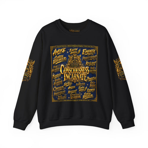 Consciousness Incarnate™ Crewneck Sweatshirt – Luxury Christian Graphic Sweatshirt | "Awake For All Eternity" Premium Kingdom Apparel | GODiQ Royal Kingdom™ Urban Armor Wear