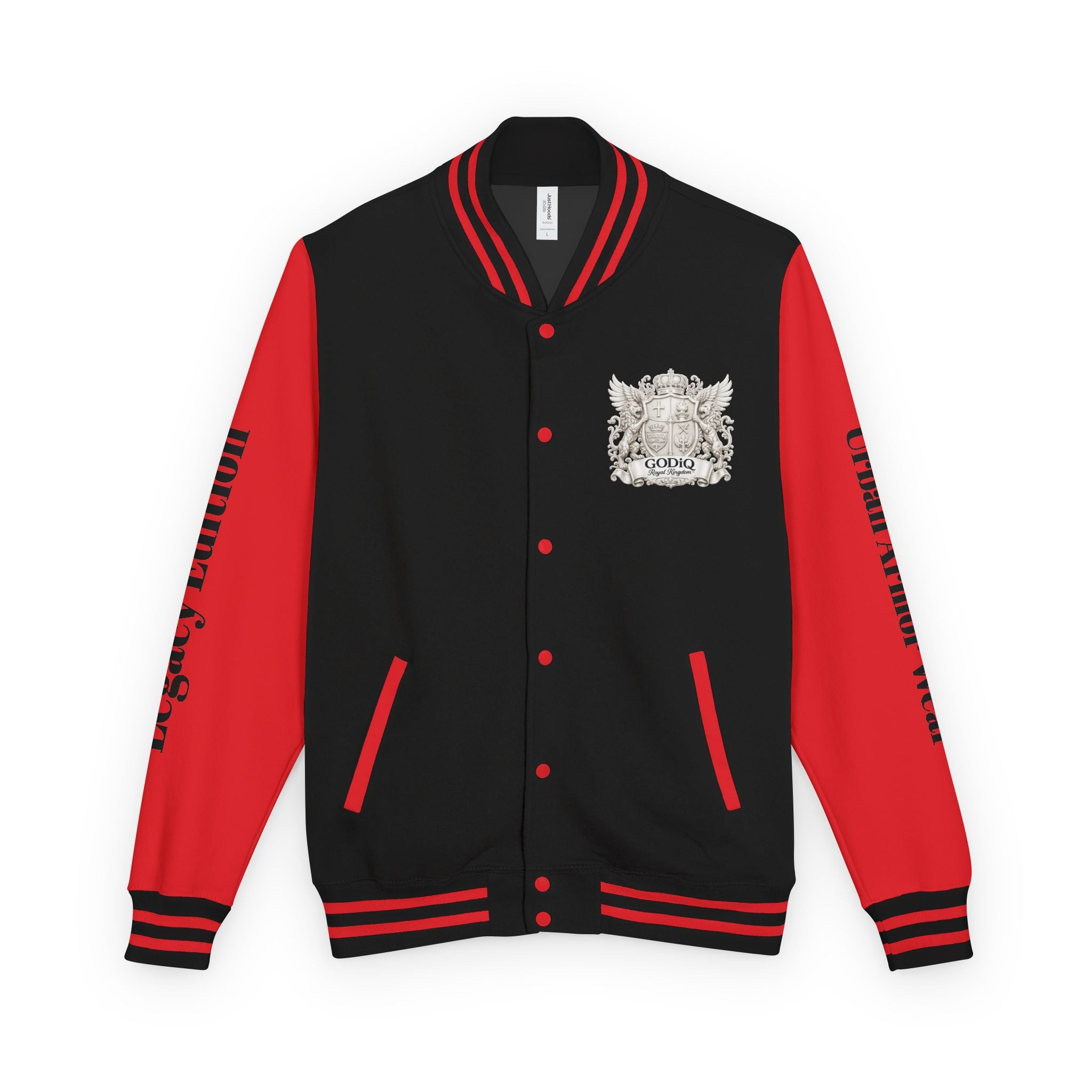 GODiQ Royal Kingdom™ Crest Letterman Jacket – Luxury Christian Varsity Jacket | Premium Heritage Streetwear | Urban Armor Wear™ Collegiate Bomber Coat