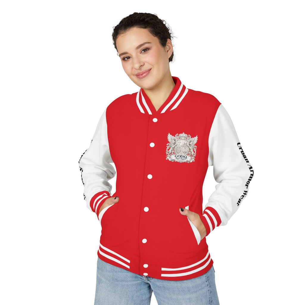 GODiQ Royal Kingdom™ Crest Letterman Jacket – Luxury Christian Varsity Jacket | Premium Heritage Streetwear | Urban Armor Wear™ Collegiate Bomber Coat