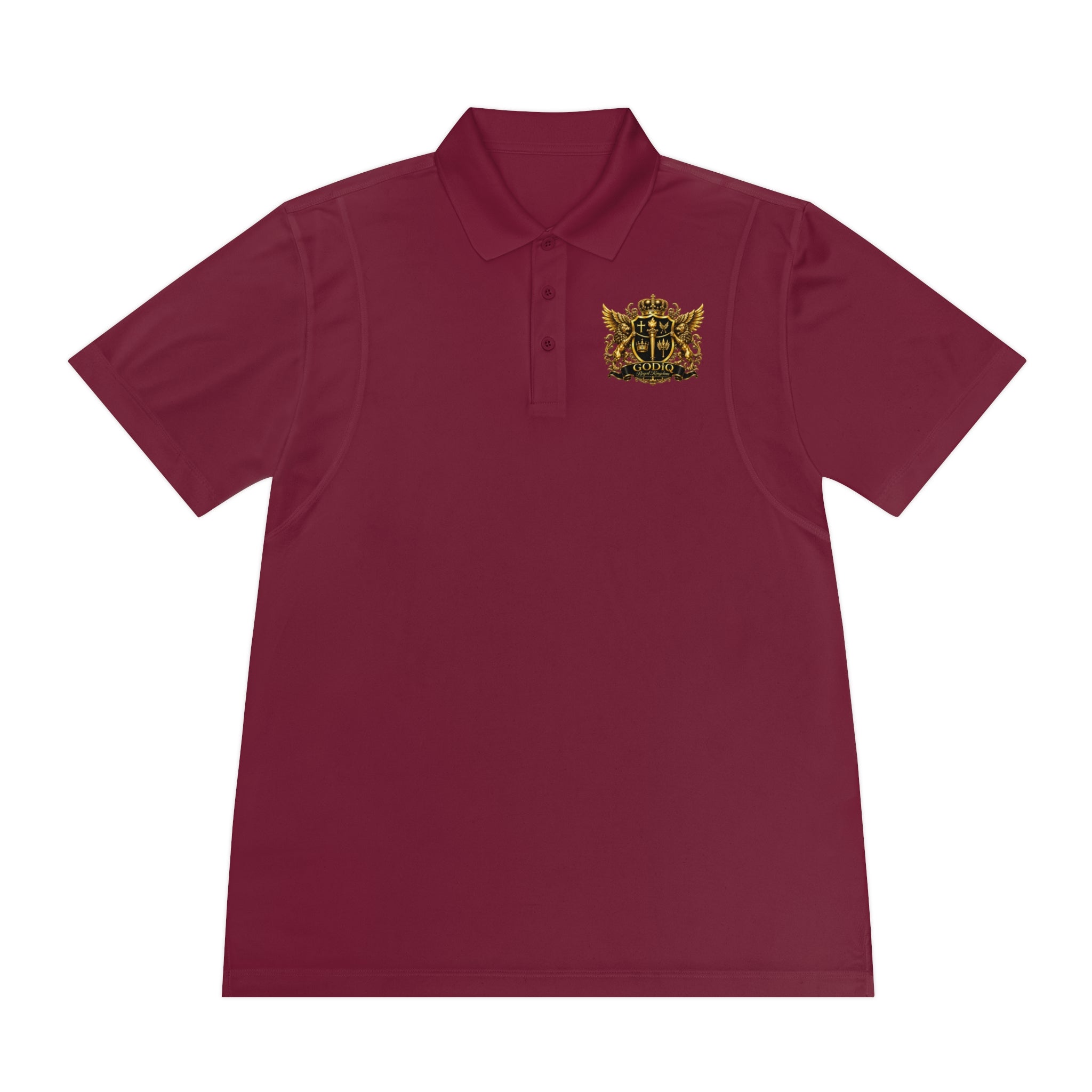 GODiQ Royal Kingdom™ Psalm 91 Men's Performance Polo – Premium Christian Golf Shirt | Luxury Gold Scripture Polo | Moisture-Wicking Faith Apparel