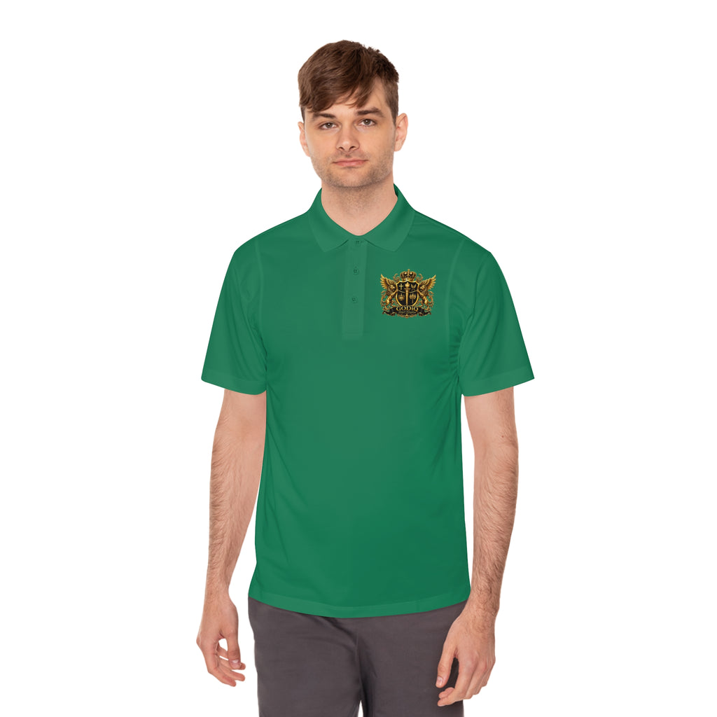 GODiQ Royal Kingdom™ Psalm 91 Men's Performance Polo – Premium Christian Golf Shirt | Luxury Gold Scripture Polo | Moisture-Wicking Faith Apparel