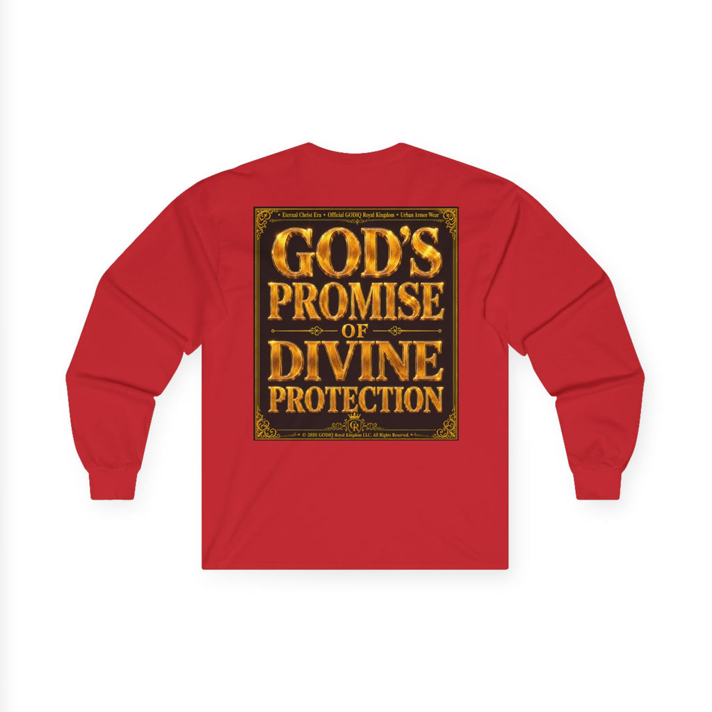 Psalm 91™ Long Sleeve Christian T-Shirt | God's Promise of Divine Protection | Premium Biblical Prayer Shirt | Luxury Faith-Based Scripture Apparel | GODiQ Royal Kingdom™ Urban Armor Wear