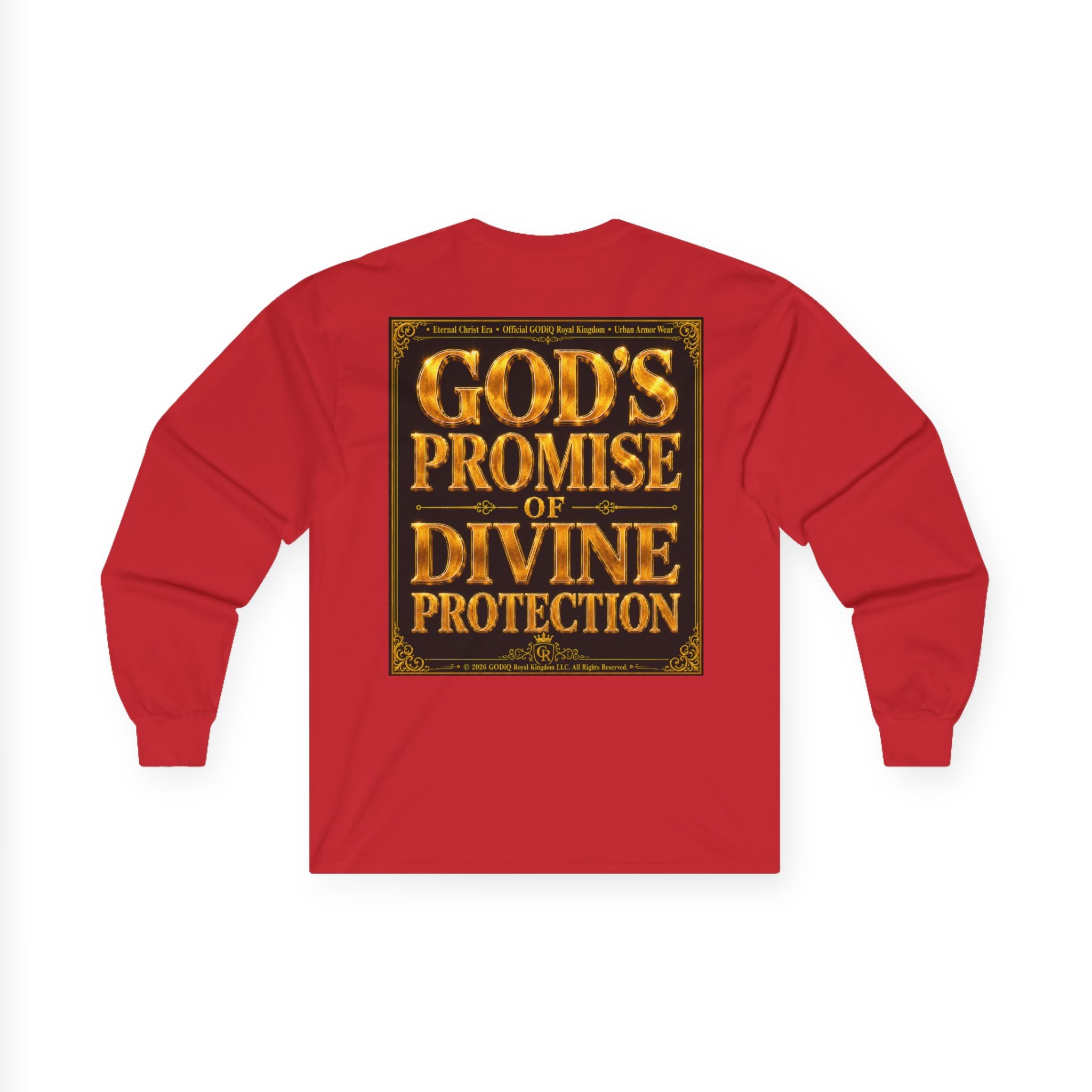 Psalm 91™ Long Sleeve Christian T-Shirt | God's Promise of Divine Protection | Premium Biblical Prayer Shirt | Luxury Faith-Based Scripture Apparel | GODiQ Royal Kingdom™ Urban Armor Wear