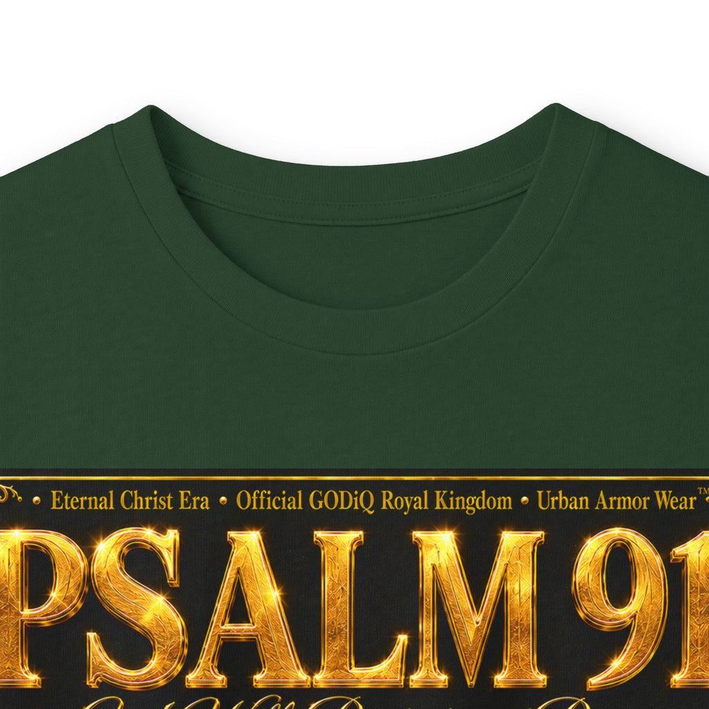 Psalm 91™ Long Sleeve Christian T-Shirt | God's Promise of Divine Protection | Premium Biblical Prayer Shirt | Luxury Faith-Based Scripture Apparel | GODiQ Royal Kingdom™ Urban Armor Wear