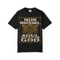 GODiQ™ Royal Kingdom Urban Armor Wear™ "NON NEGOTIABLE™: SOUL SOLD OUT FOR GOD™" Luxury Christian Graphic T-Shirt | Premium Faith Apparel | 24K Gold Heraldic Kingdom Statement Tee