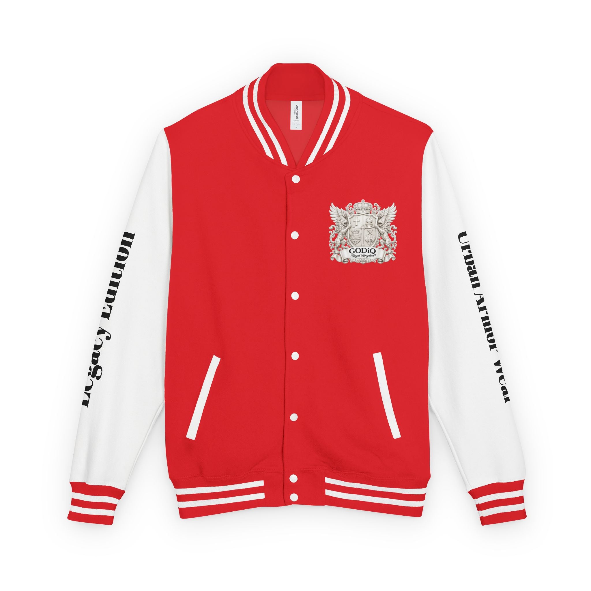 GODiQ Royal Kingdom™ Crest Letterman Jacket – Luxury Christian Varsity Jacket | Premium Heritage Streetwear | Urban Armor Wear™ Collegiate Bomber Coat
