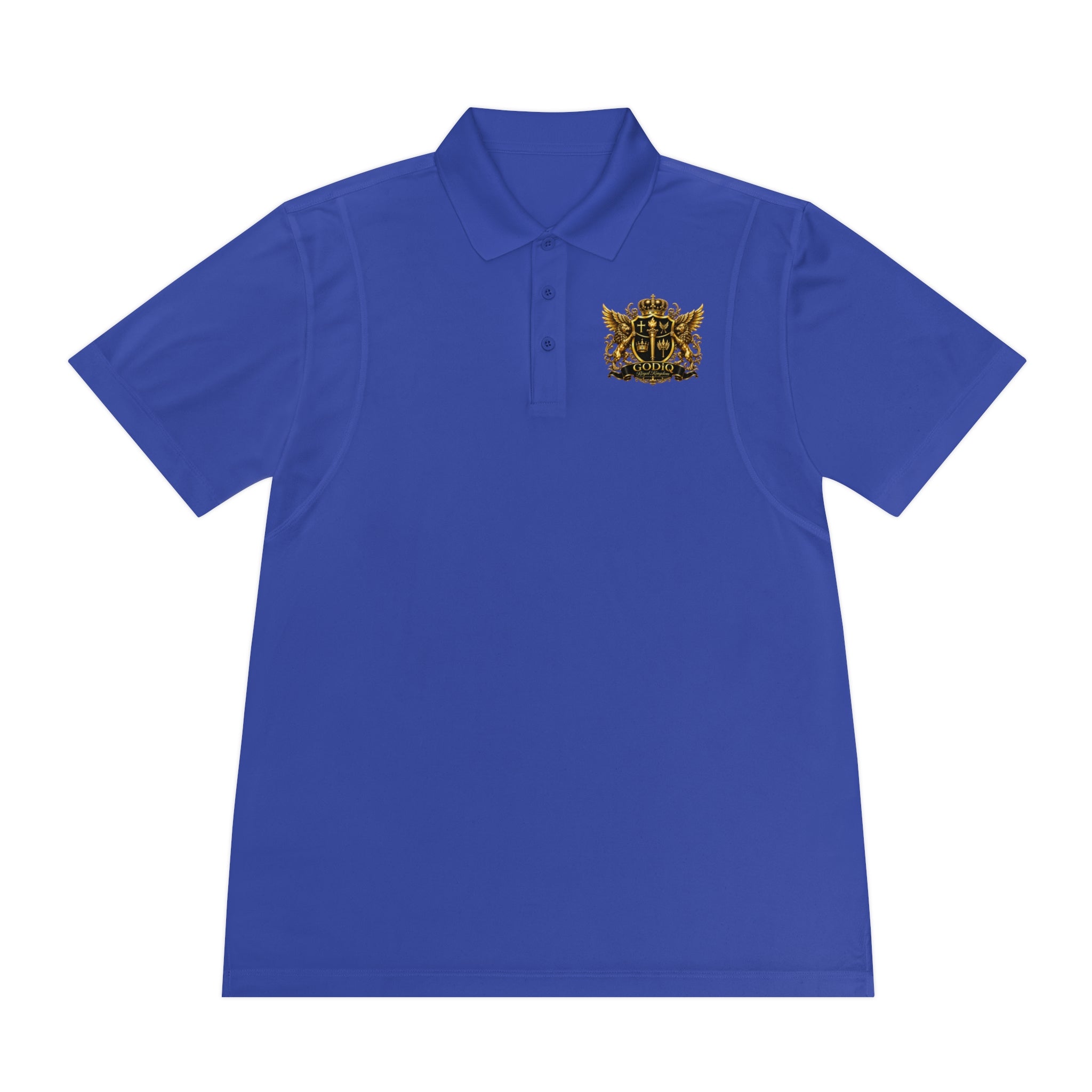 GODiQ Royal Kingdom™ Psalm 91 Men's Performance Polo – Premium Christian Golf Shirt | Luxury Gold Scripture Polo | Moisture-Wicking Faith Apparel