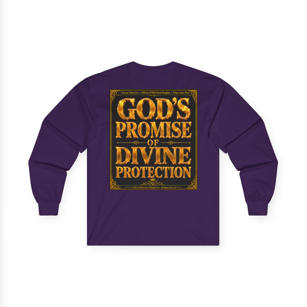 Psalm 91™ Long Sleeve Christian T-Shirt | God's Promise of Divine Protection | Premium Biblical Prayer Shirt | Luxury Faith-Based Scripture Apparel | GODiQ Royal Kingdom™ Urban Armor Wear