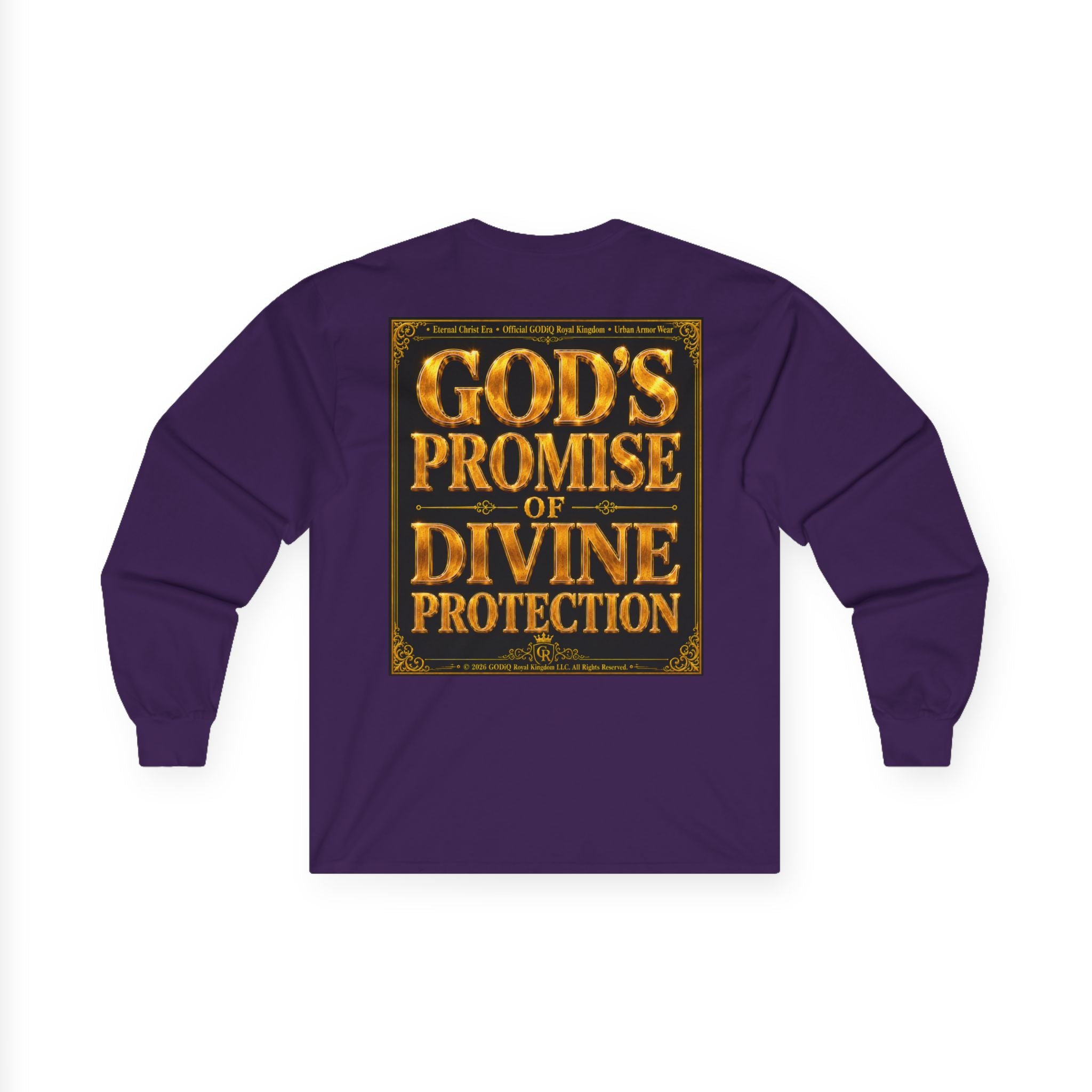 Psalm 91™ Long Sleeve Christian T-Shirt | God's Promise of Divine Protection | Premium Biblical Prayer Shirt | Luxury Faith-Based Scripture Apparel | GODiQ Royal Kingdom™ Urban Armor Wear